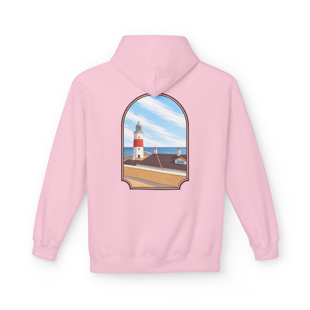 Gibraltar La Farola Hoodie — Premium Lighthouse Window Art Hoodie | Gibraltar Heritage Apparel
