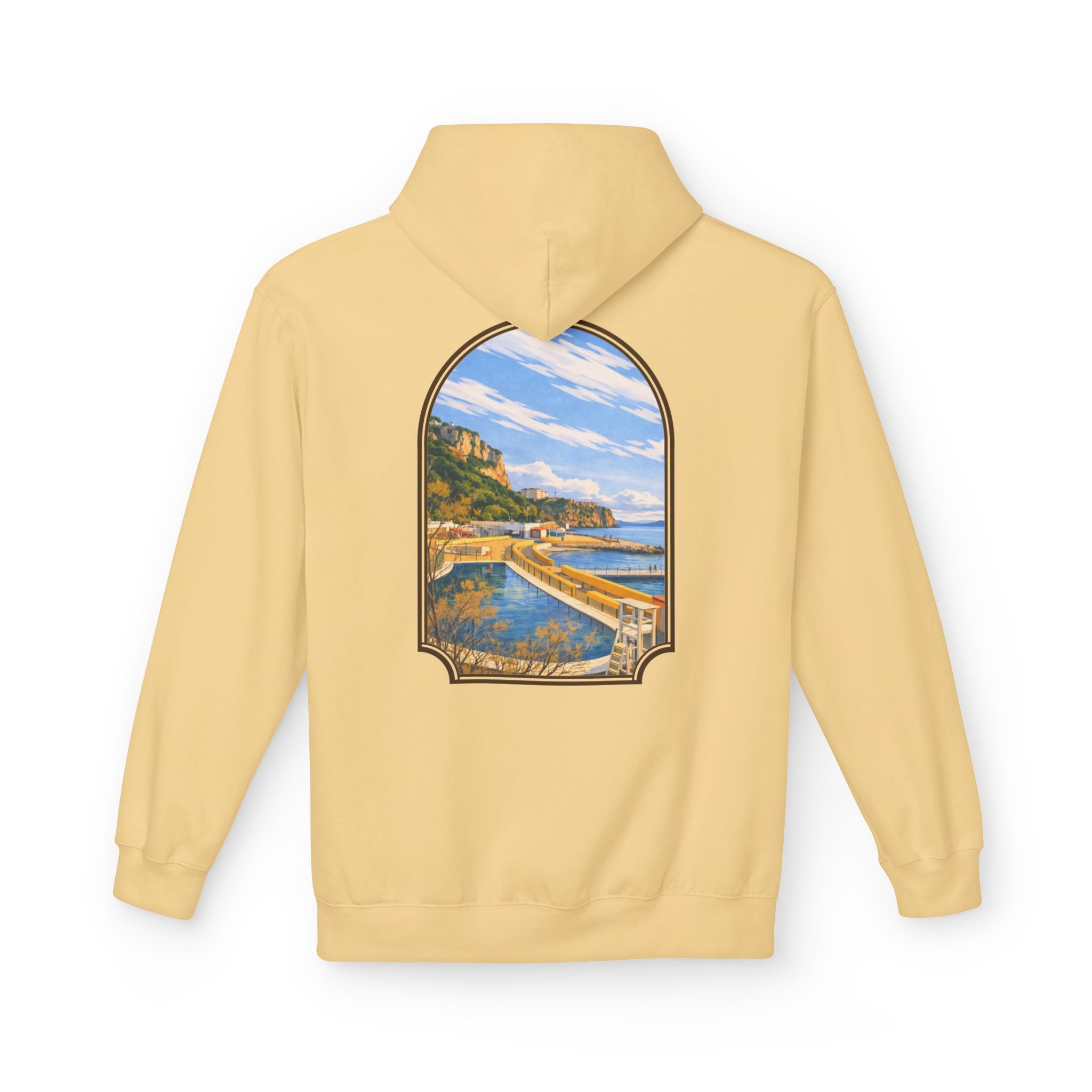 Gibraltar El Quarri Hoodie — Premium Seascape Window Art Hoodie | Gibraltar Heritage Apparel