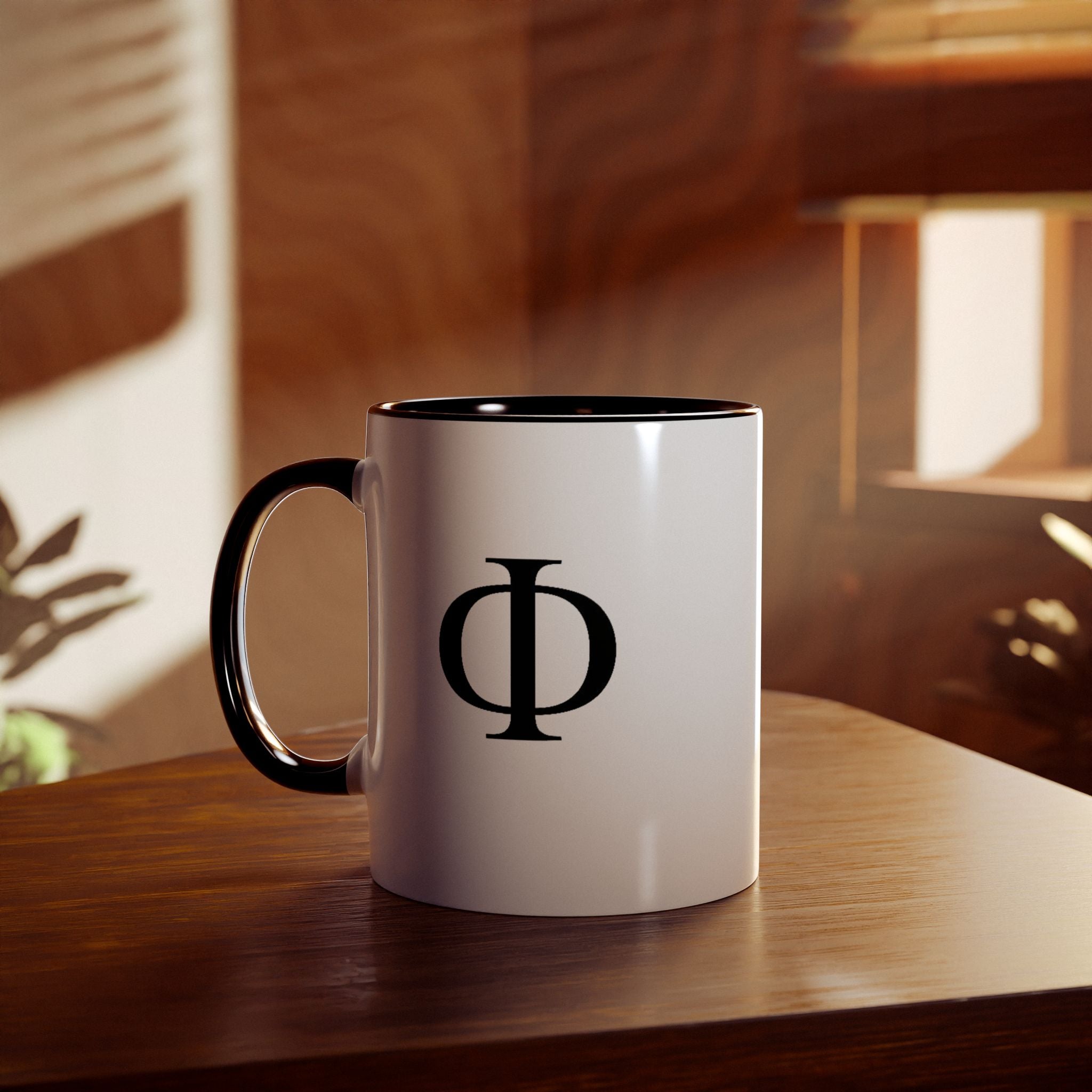 Phi Symbol Two-Tone 11oz Coffee Mug — Spiritual Geometry Accent