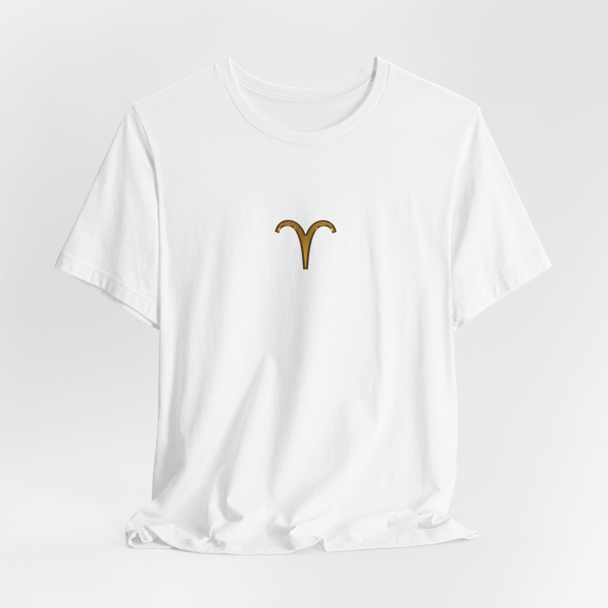 Aries Zodiac Tee — Minimal Gold Symbol Shirt