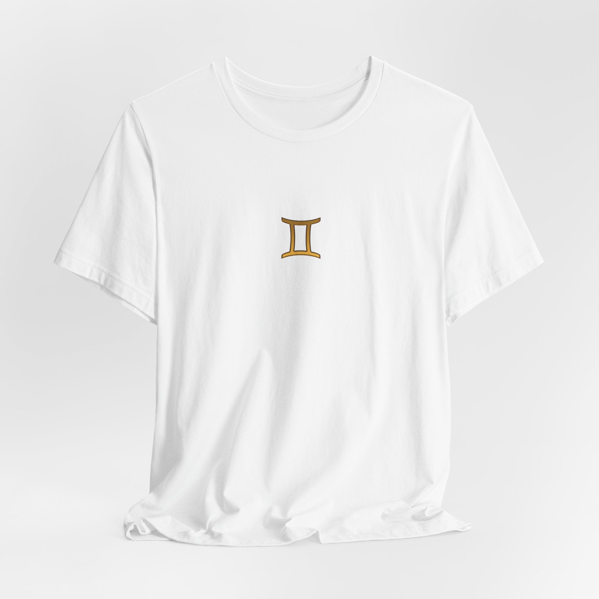 Gemini Zodiac T‑Shirt — Minimal Gold Gemini Symbol Tee
