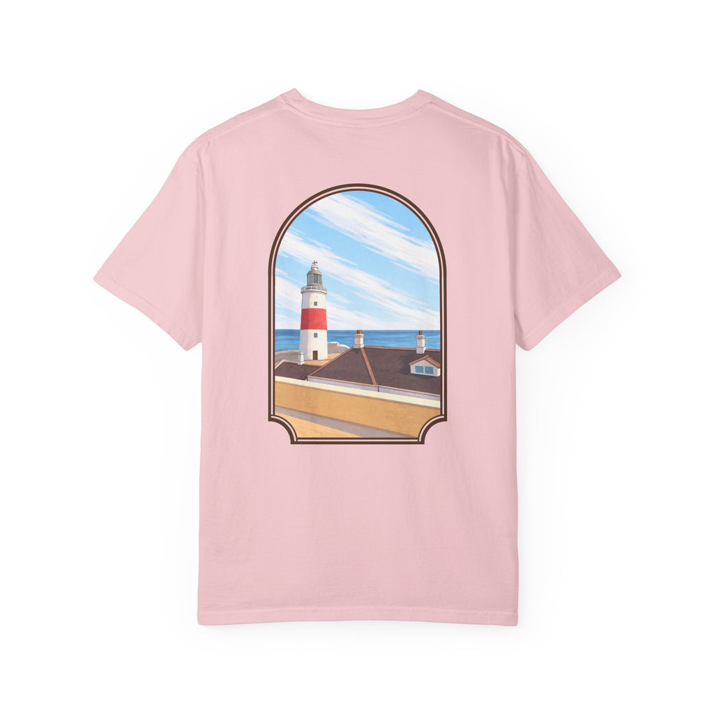 Rock of Gibraltar T-Shirt — La Farola Lighthouse Graphic Tee | Coastal Landmark