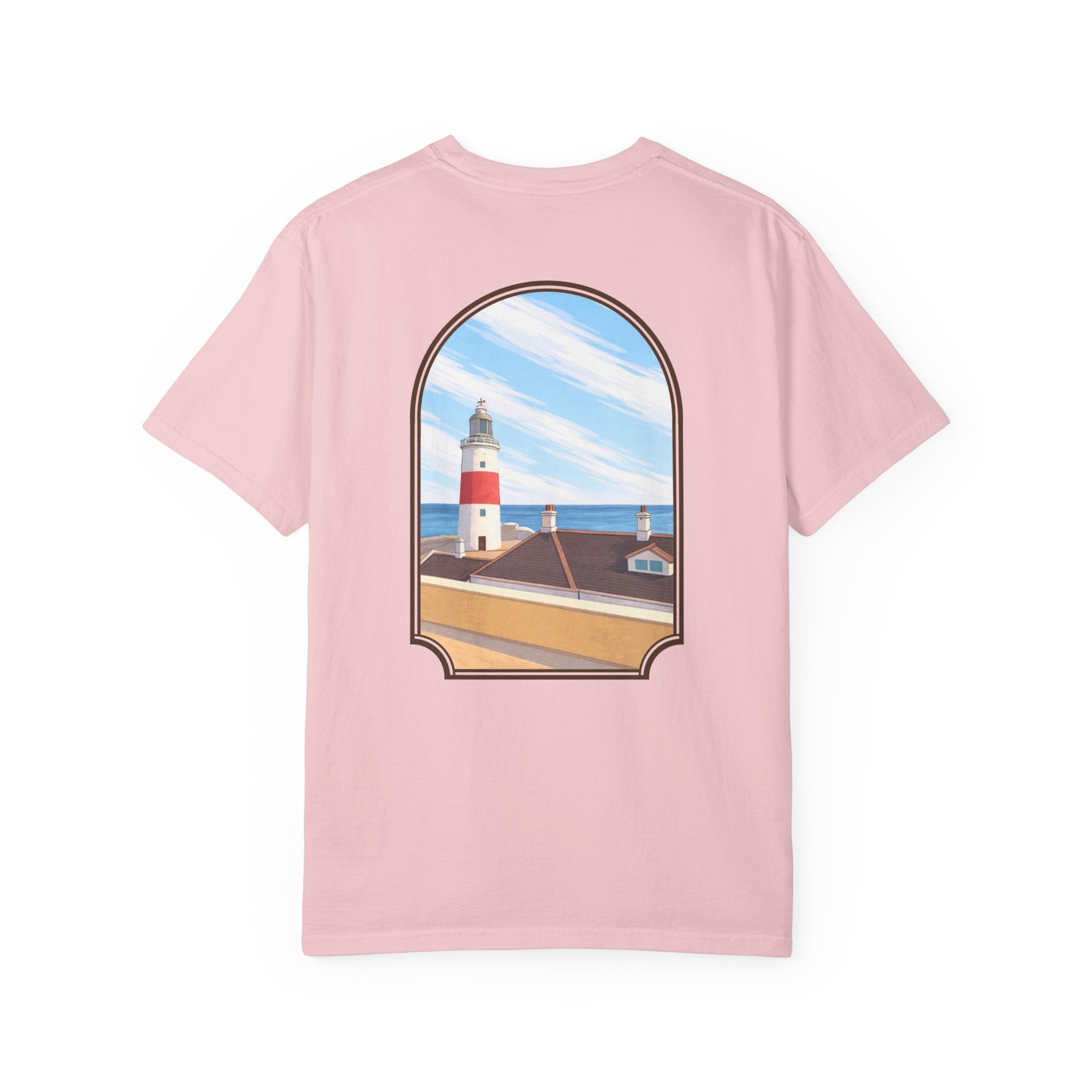 Rock of Gibraltar T-Shirt — La Farola Lighthouse Graphic Tee | Coastal Landmark