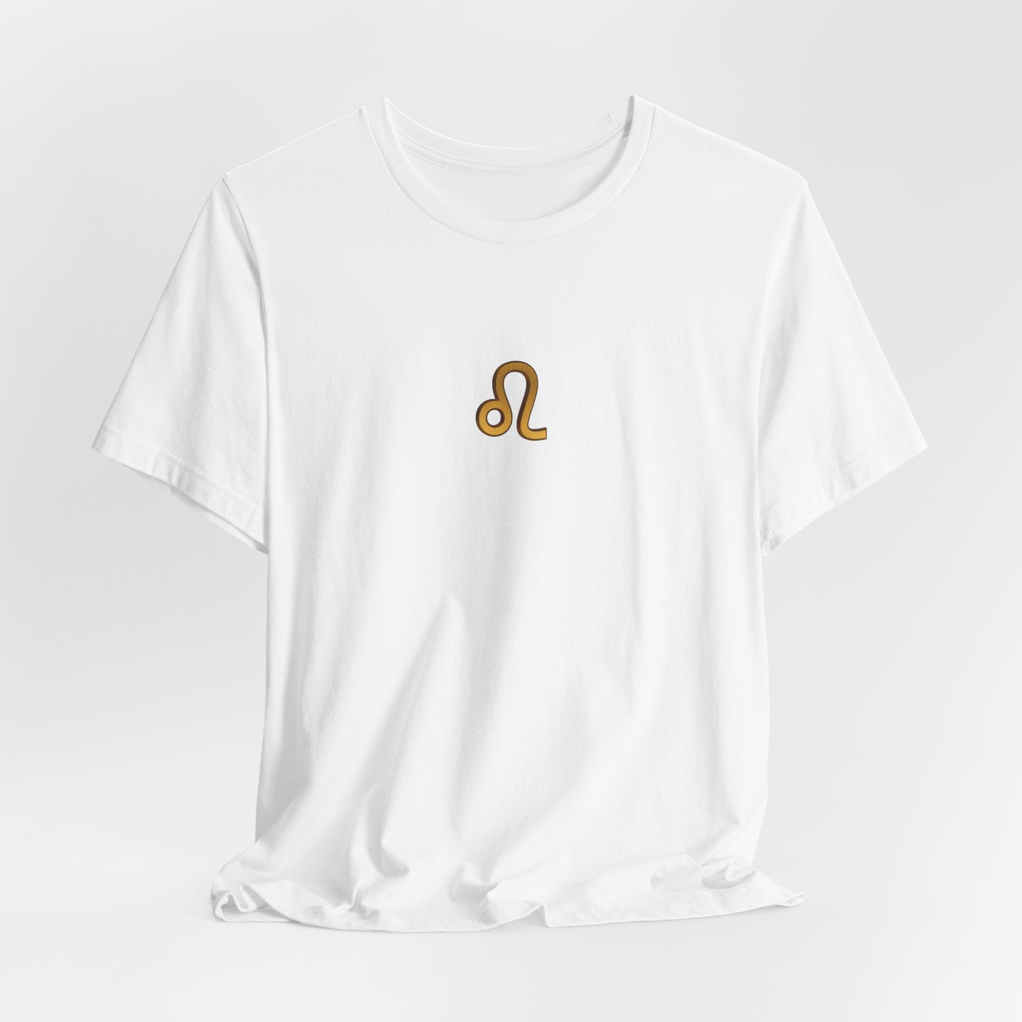 Leo Zodiac T-Shirt — Minimal Gold Leo Symbol Tee