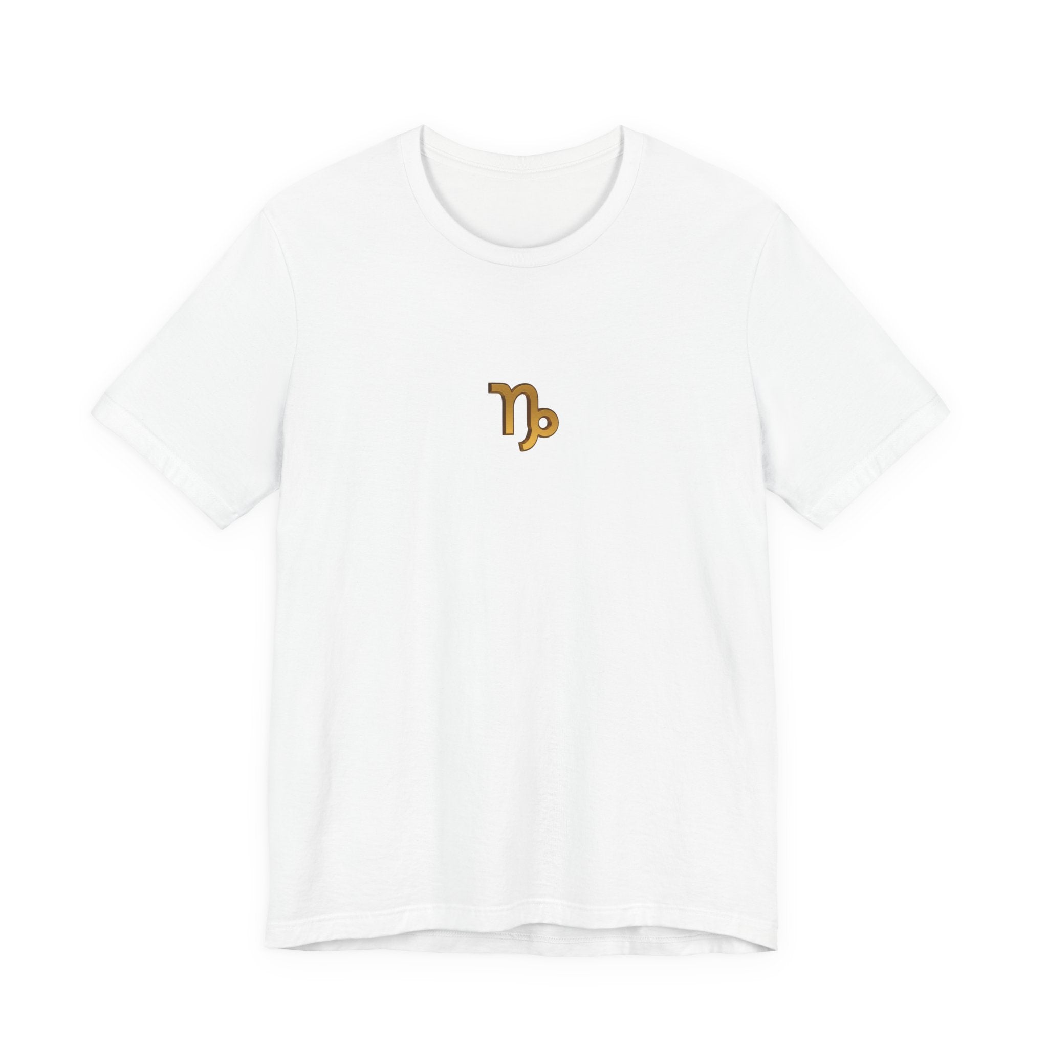 Capricorn Zodiac Tee — Minimal Gold Capricorn Symbol Shirt