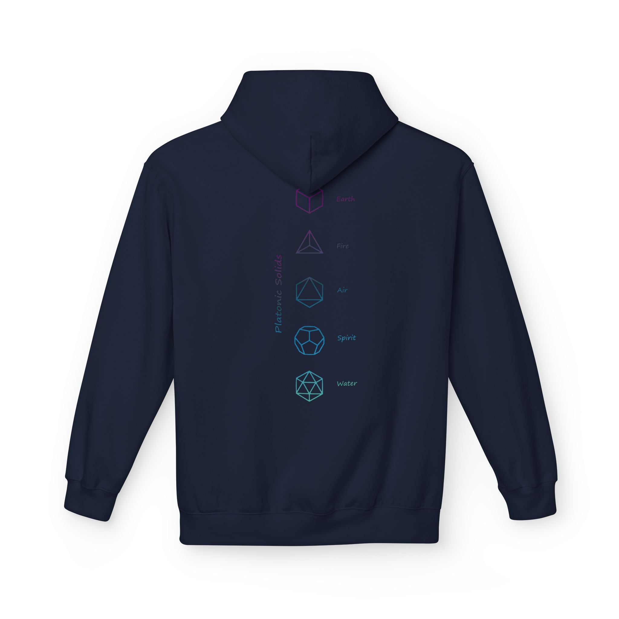 Merkabah Sacred Geometry Hoodie — Minimalist Platonic Solids Elemental Design