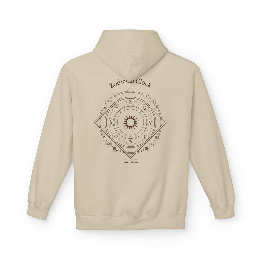 Zodiac Clock Hoodie — Celestial Astrology Back Print | Astrological Compass Pullover