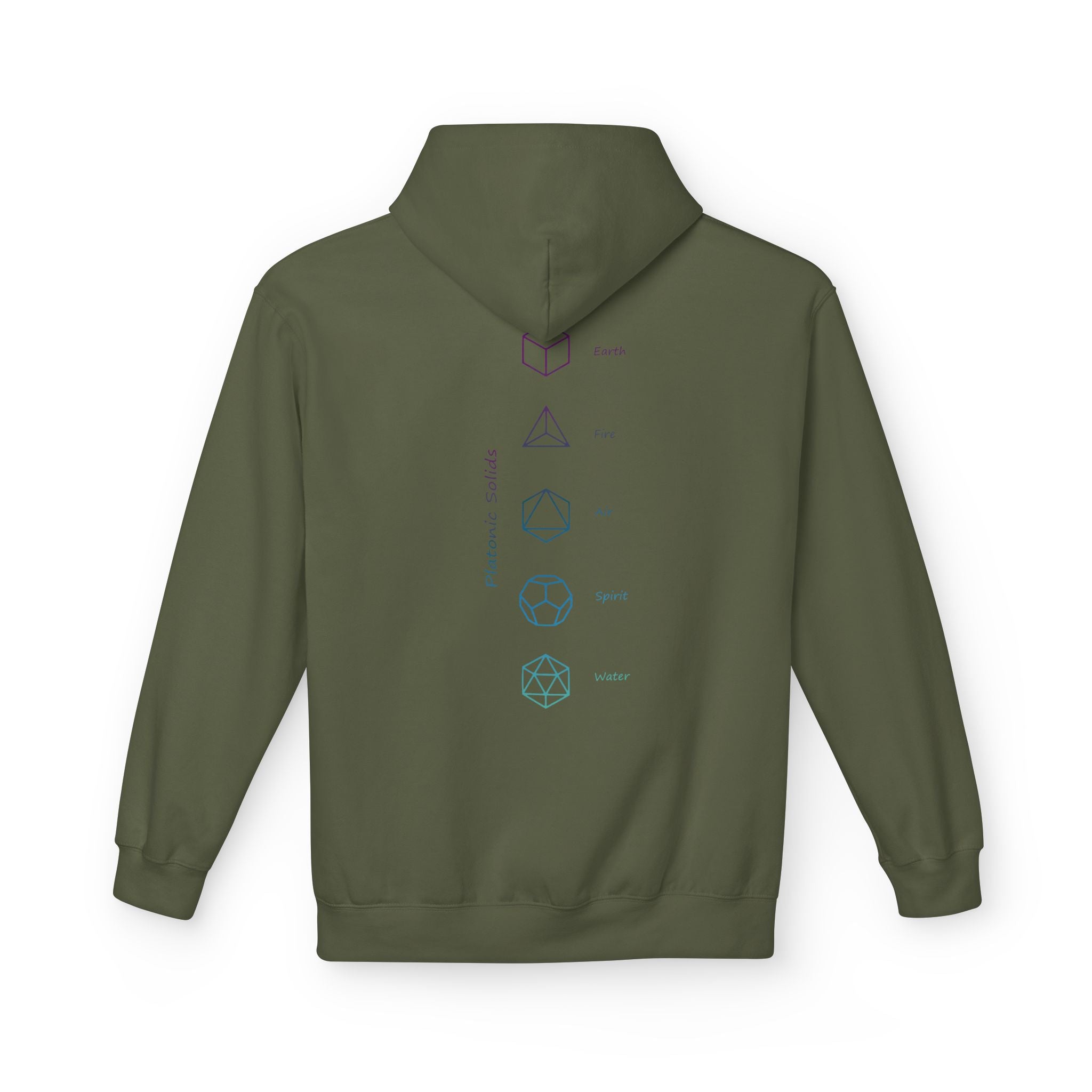 Merkabah Sacred Geometry Hoodie — Minimalist Platonic Solids Elemental Design