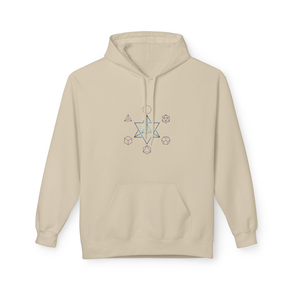 Merkabah Sacred Geometry Hoodie — Minimalist Platonic Solids Elemental Design