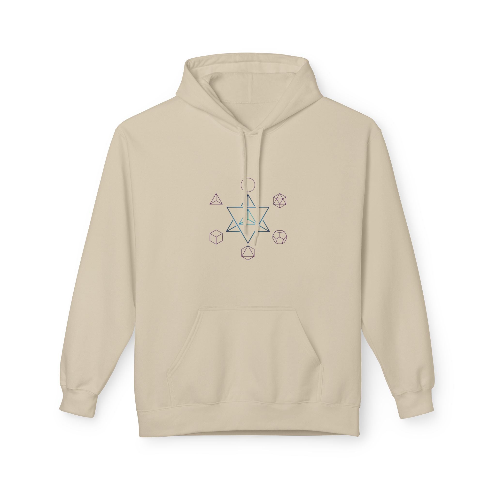Merkabah Sacred Geometry Hoodie — Minimalist Platonic Solids Elemental Design