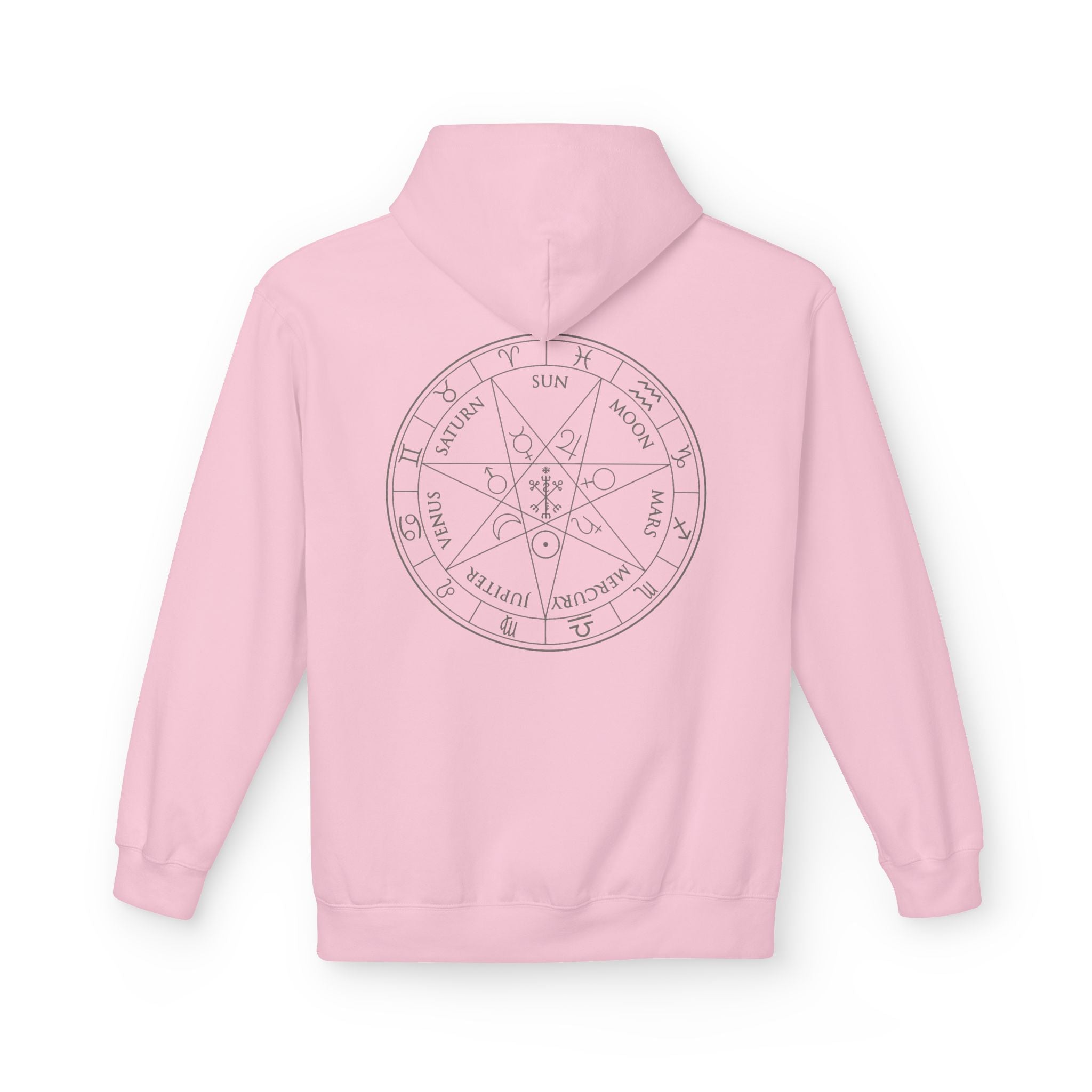 Astrology Wheel Hoodie — Minimal Zodiac Chart Pullover | Celestial Horoscope Design