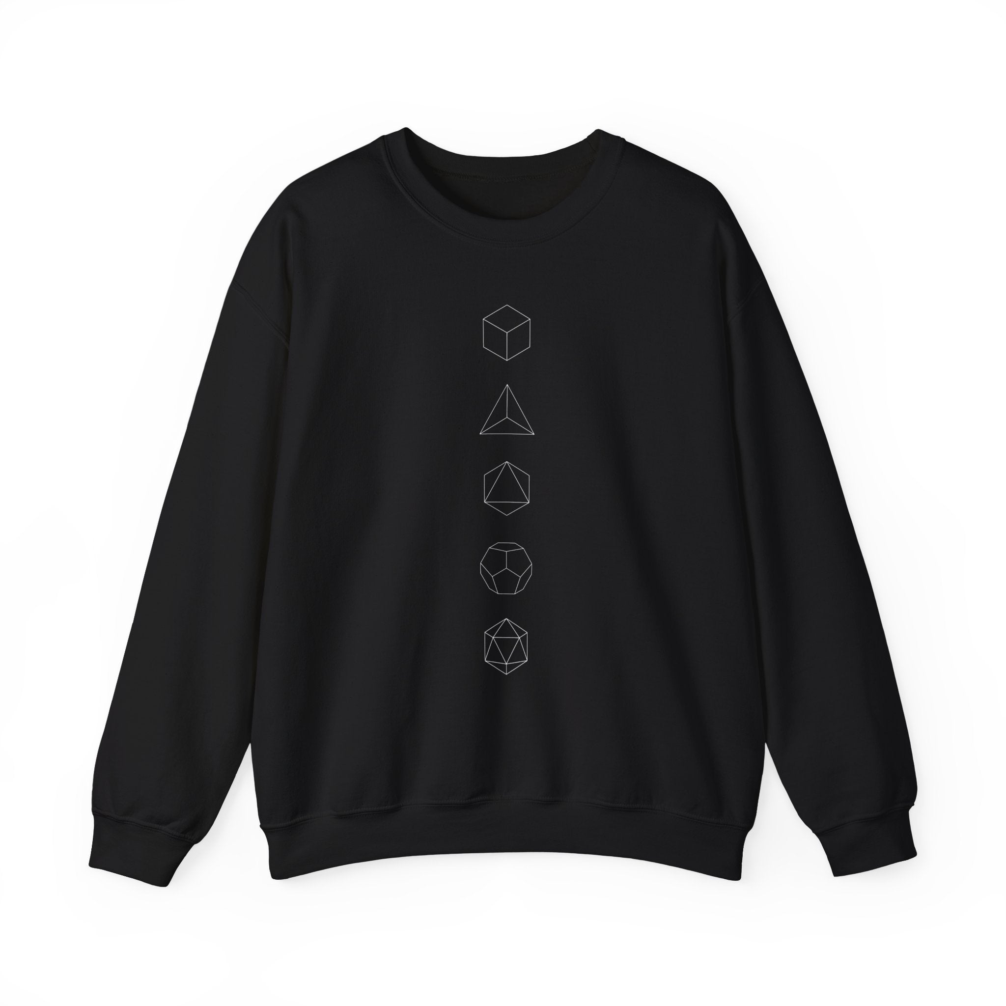 Sacred Geometry Platonic Solids Sweatshirt — Minimalist Line Art Crewneck