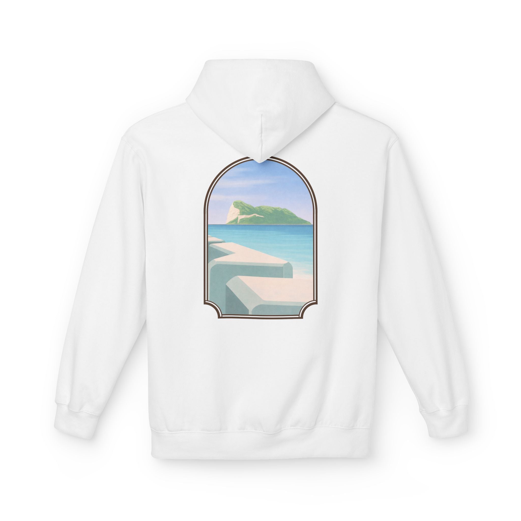 Gibraltar Del Levante Hoodie — Premium Coastal Window Art Hoodie | Gibraltar Heritage Apparel