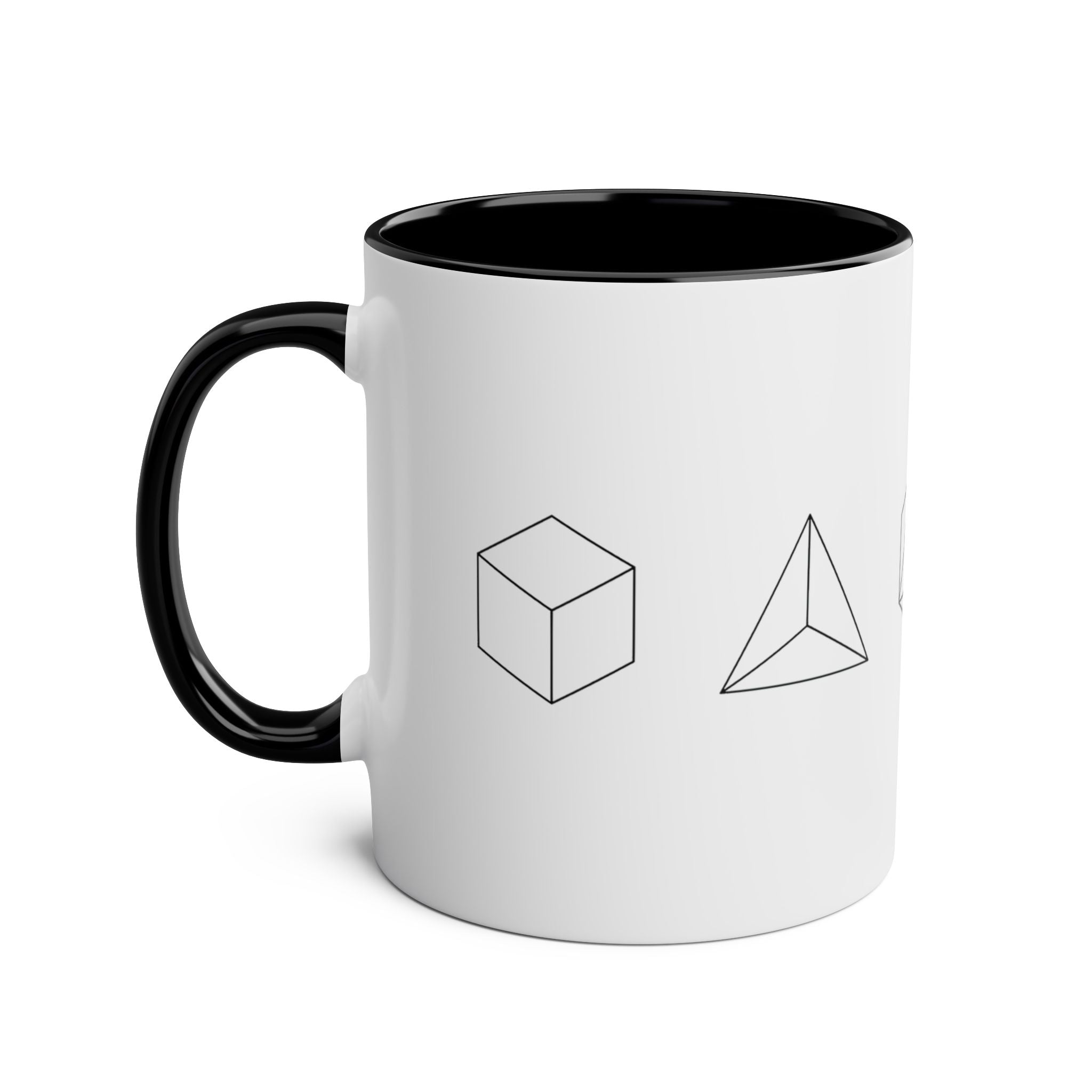 Platonic Solids Two-Tone 11oz Coffee Mug — 'Sacred Geometry' Accent