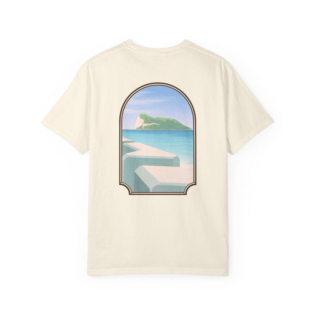 Gibraltar T-Shirt — Del Poniente Coastal Graphic Tee | Mediterranean Landmark