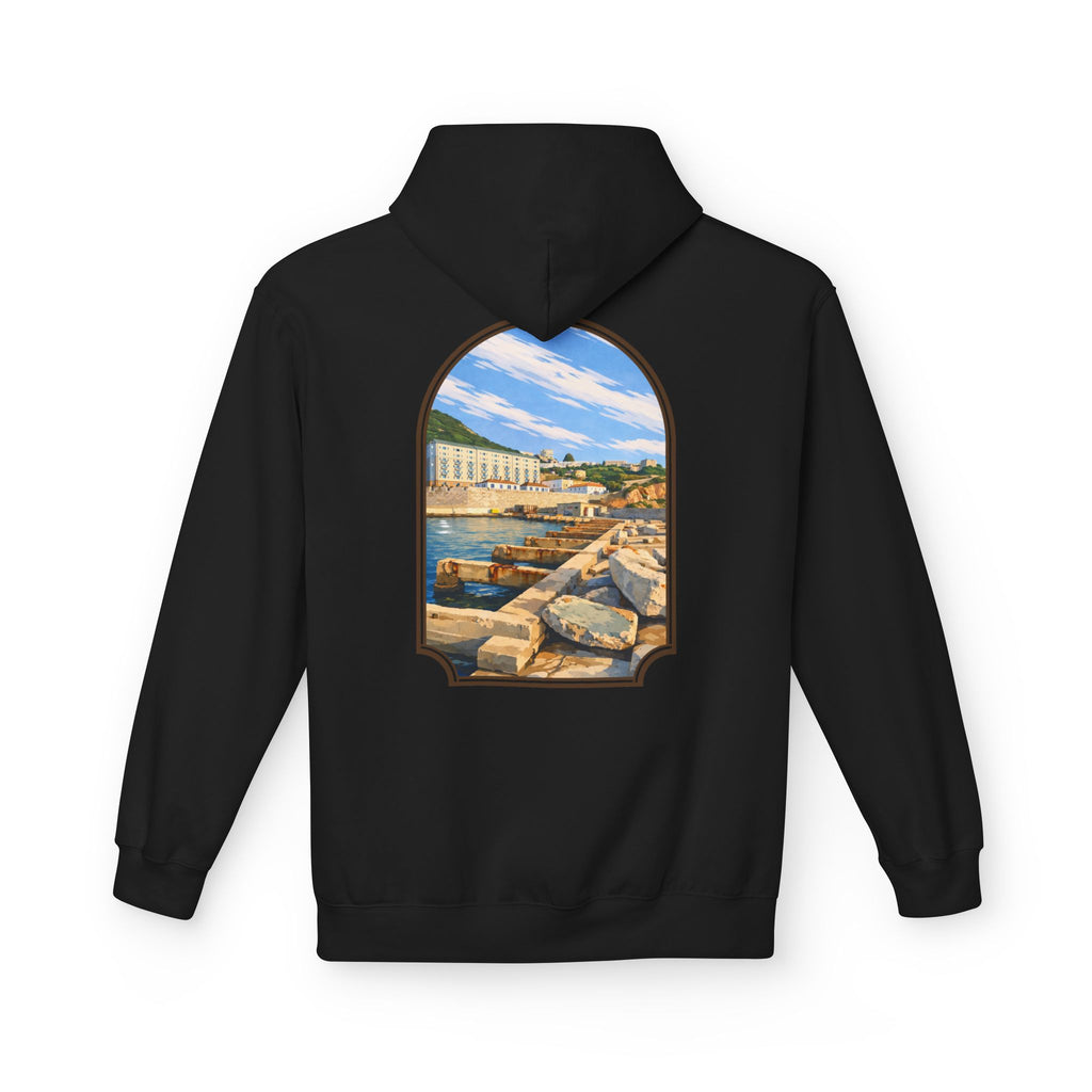 Gibraltar El Rolli Hoodie — Premium Harbor Window Art Hoodie | Gibraltar Heritage Apparel