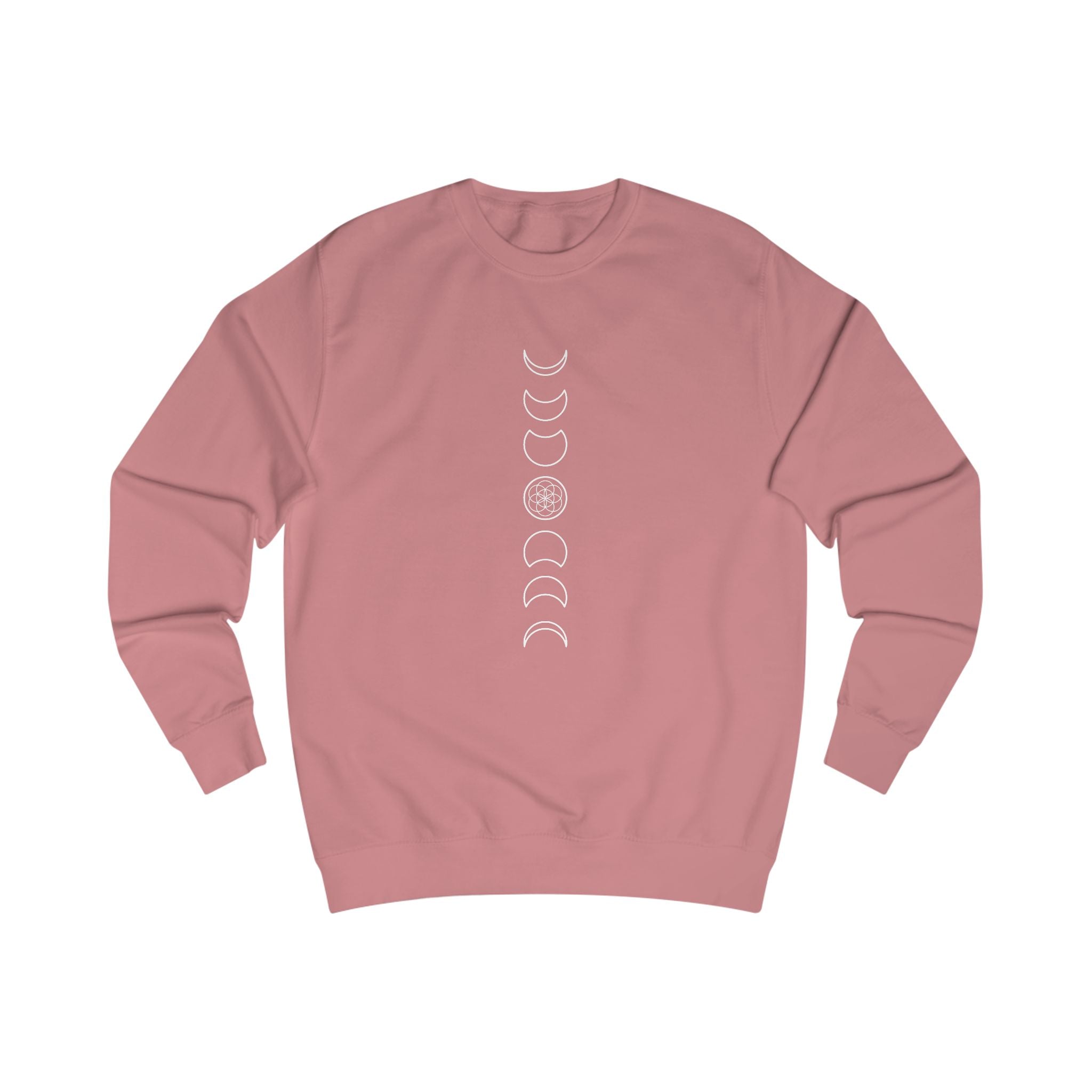 Moon Phases Seed of Life Sweatshirt — Lunar Cycle Sacred Geometry Crewneck