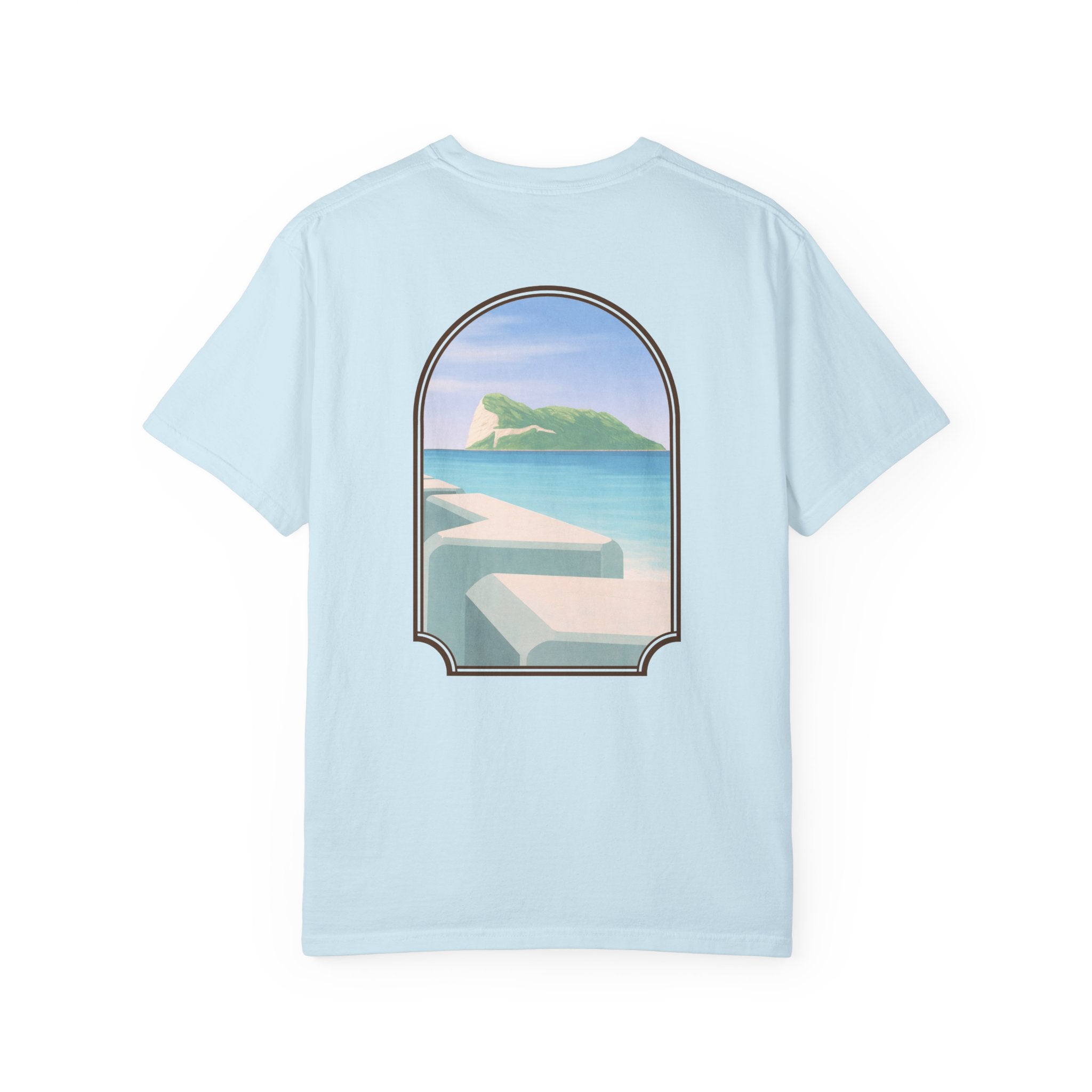 Gibraltar T-Shirt — Del Poniente Coastal Graphic Tee | Mediterranean Landmark
