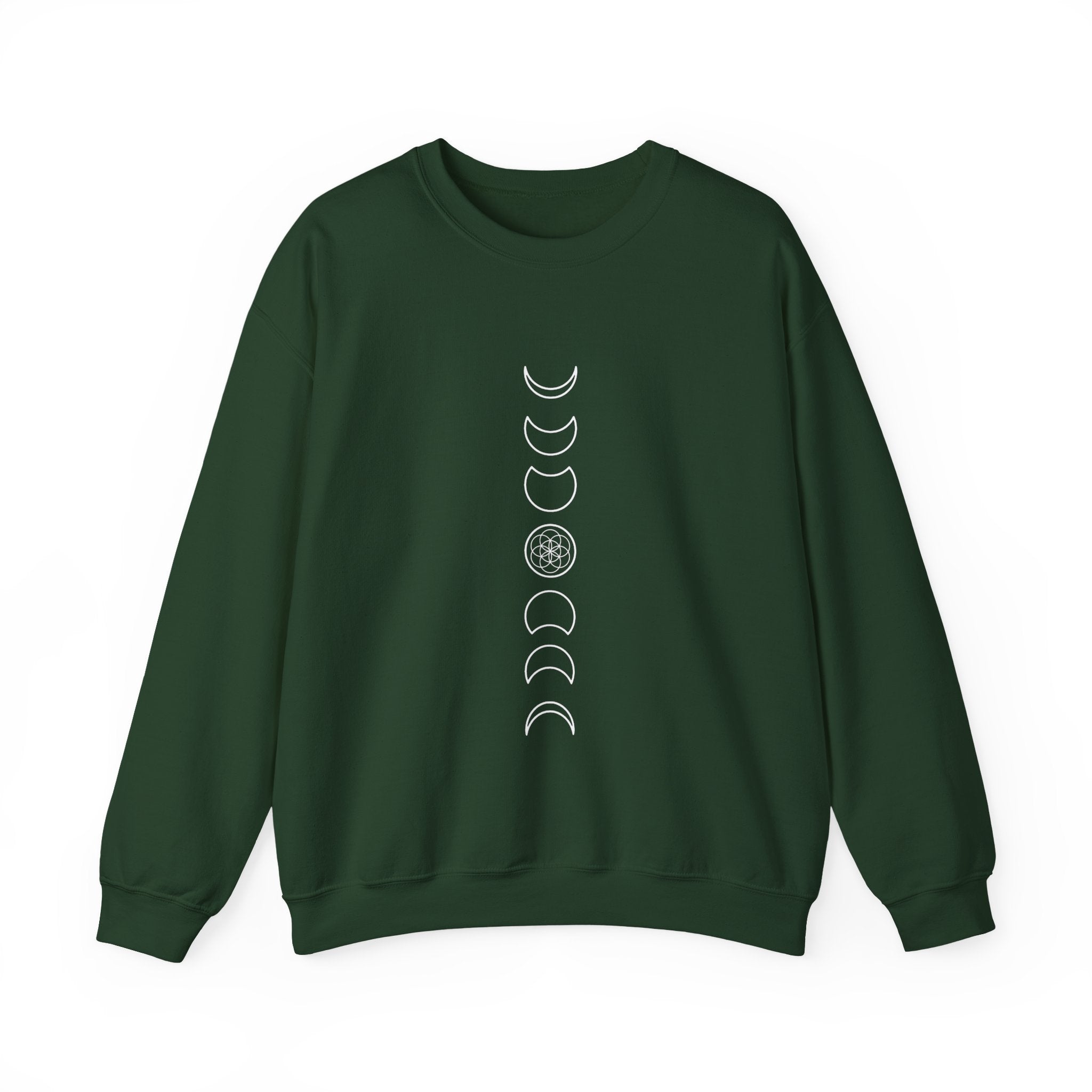 Seed of Life Moon Phases Sweatshirt — Minimalist Line Art Crewneck