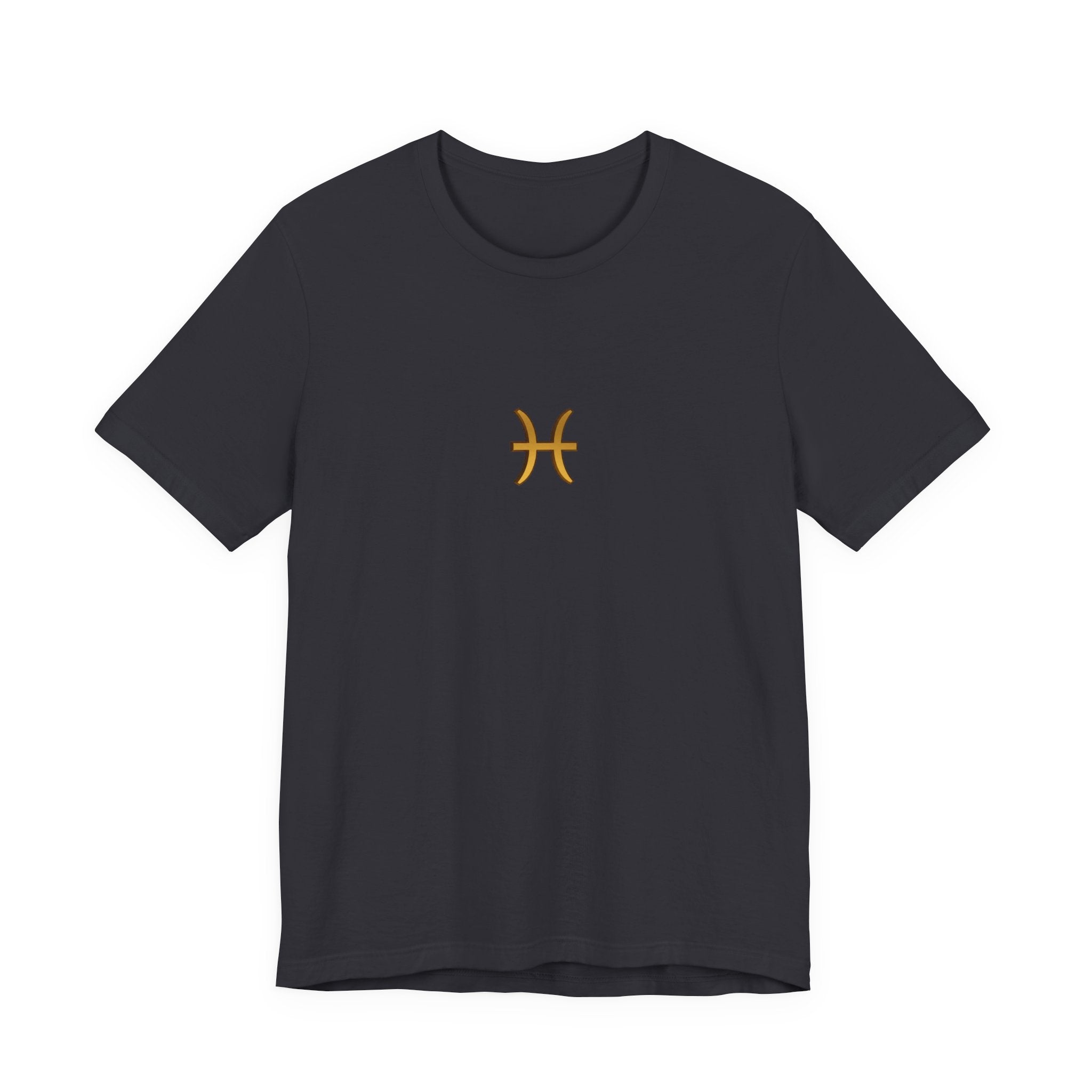 Pisces Zodiac T‑Shirt — Minimal Gold Pisces Symbol Tee