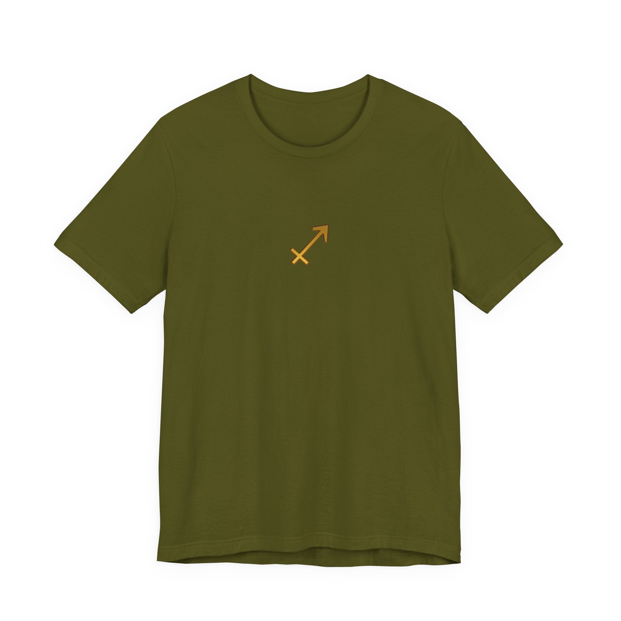 Sagittarius Zodiac Tee — Minimal Gold Symbol Shirt