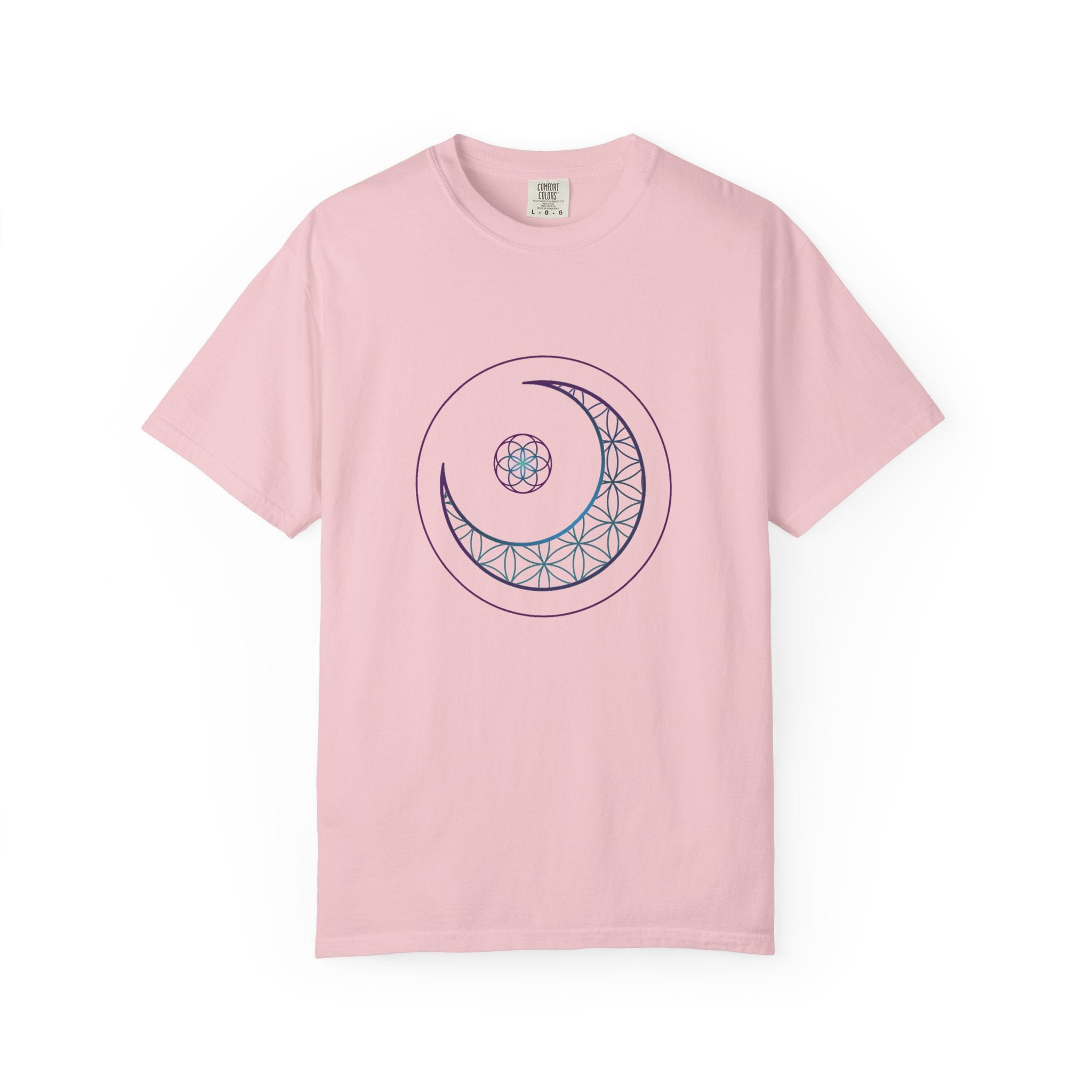 Crescent Moon Sacred Geometry T-Shirt — Lunar Mandala Tee | Minimalist Design