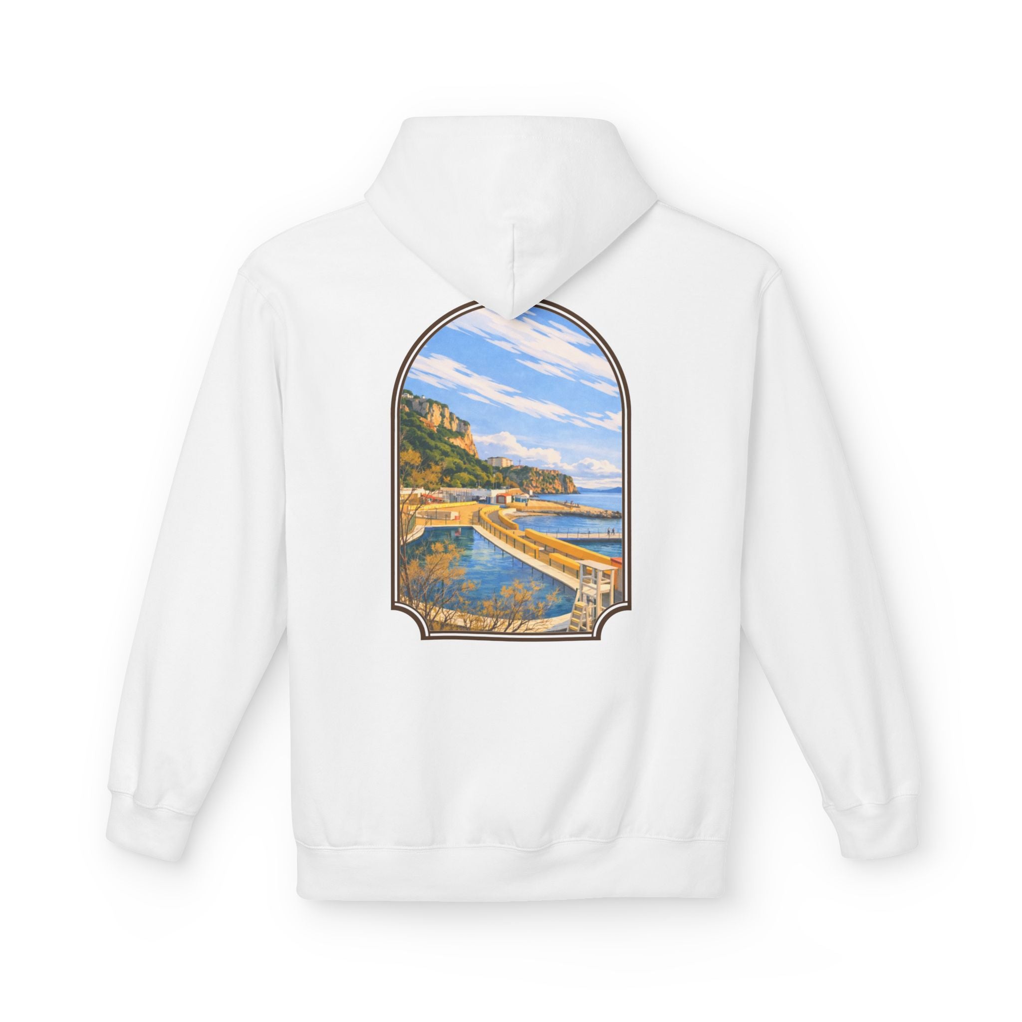 Gibraltar El Quarri Hoodie — Premium Seascape Window Art Hoodie | Gibraltar Heritage Apparel