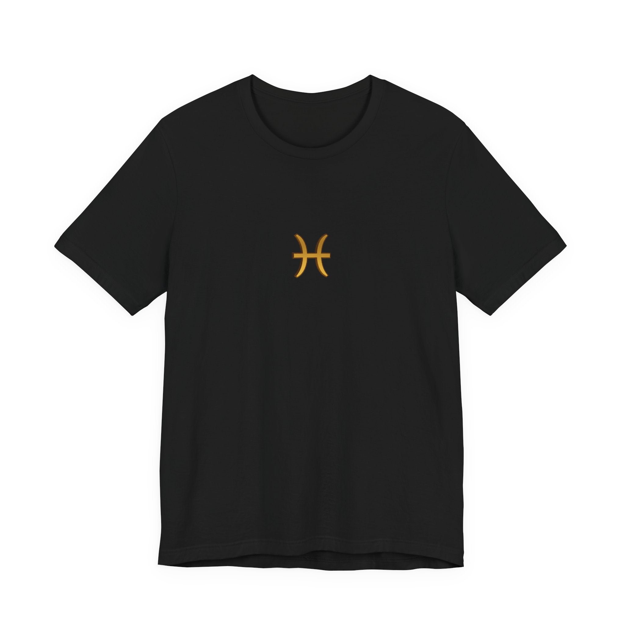 Pisces Zodiac T‑Shirt — Minimal Gold Pisces Symbol Tee