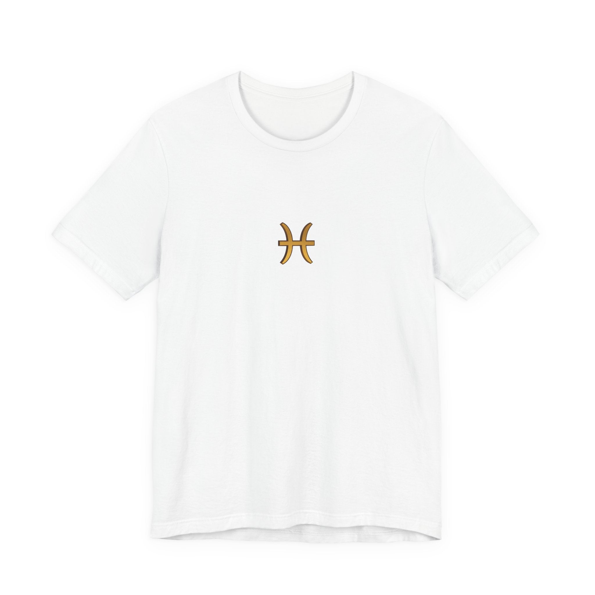 Pisces Zodiac T‑Shirt — Minimal Gold Pisces Symbol Tee