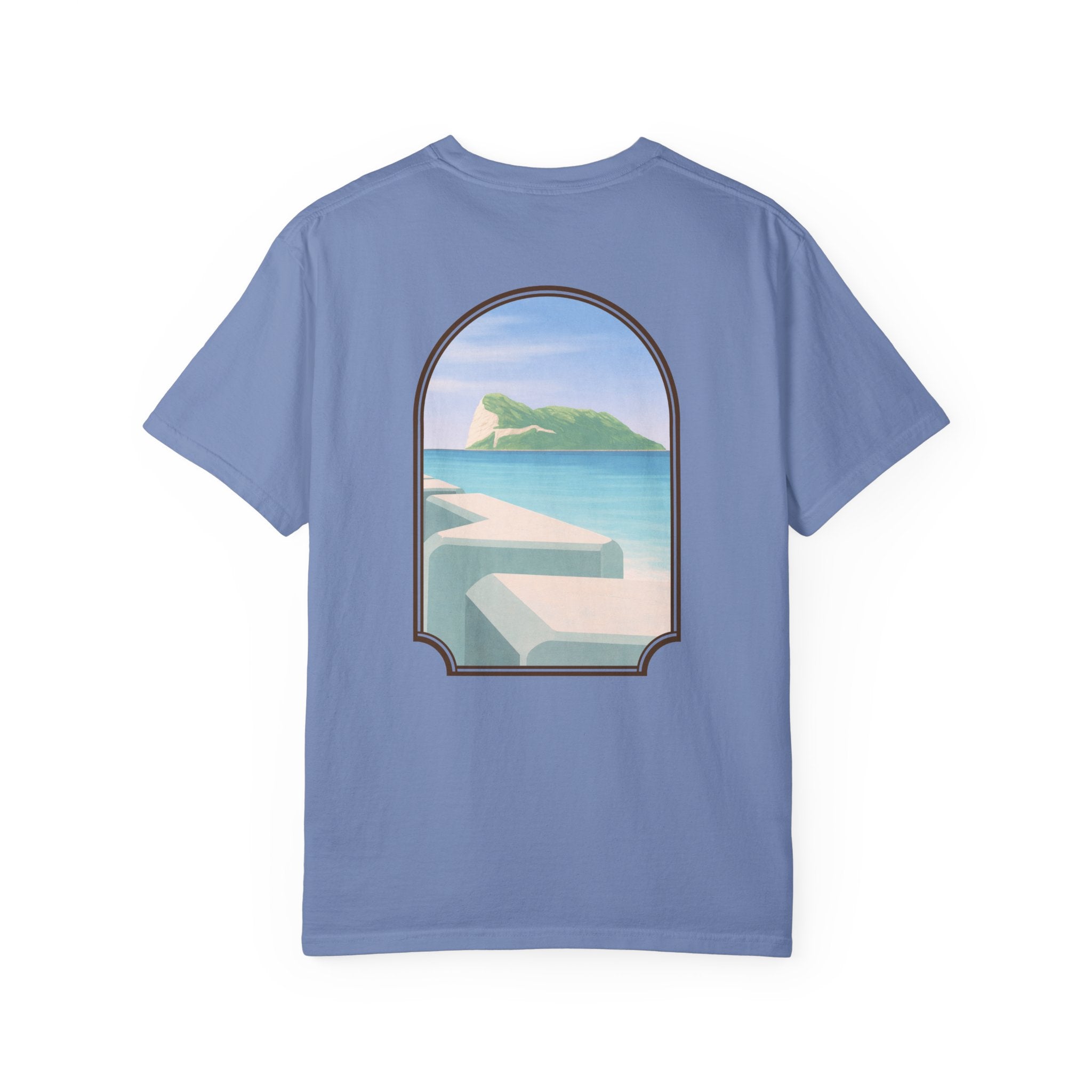 Gibraltar T-Shirt — Del Poniente Coastal Graphic Tee | Mediterranean Landmark
