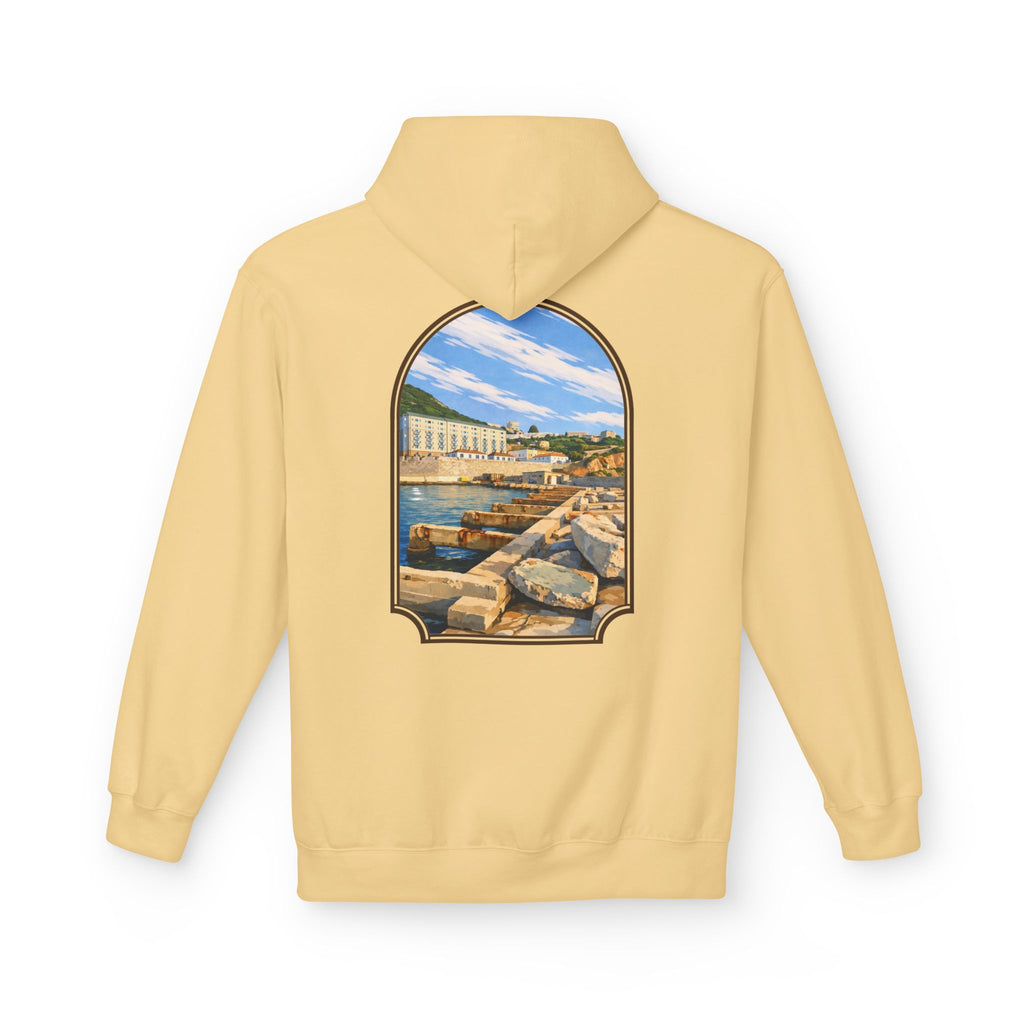 Gibraltar El Rolli Hoodie — Premium Harbor Window Art Hoodie | Gibraltar Heritage Apparel