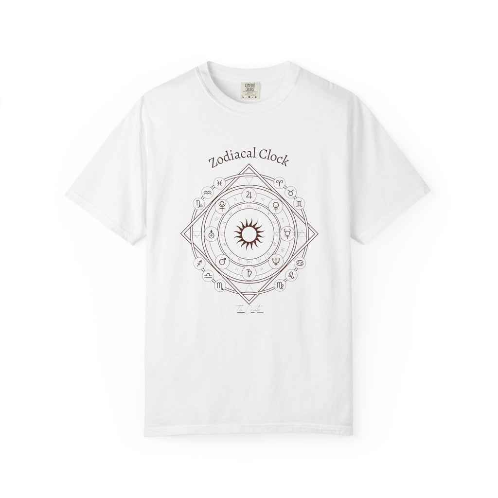 Zodiac Clock T-Shirt — Astrological Compass Tee | Minimalist Astrology Design
