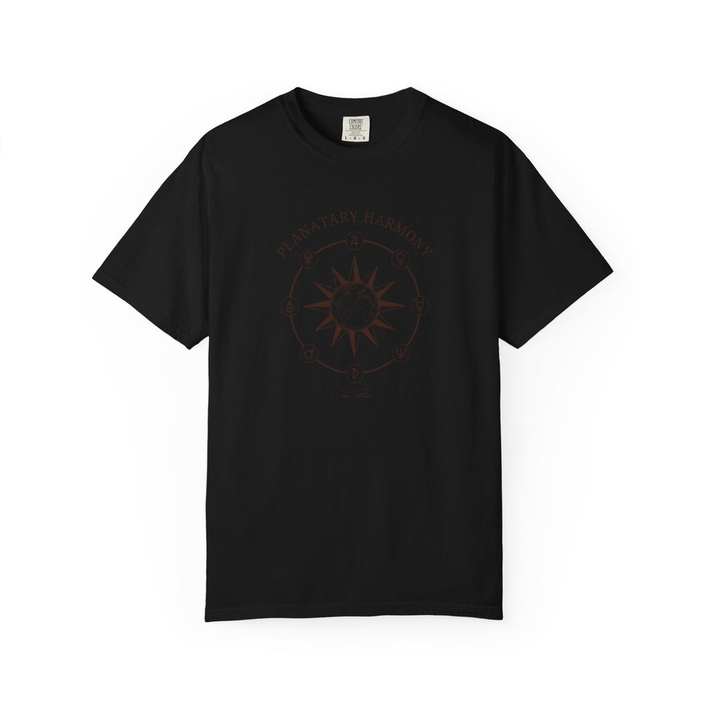 Planetary Harmony T-Shirt — Compass Sun Graphic Tee | Celestial Design