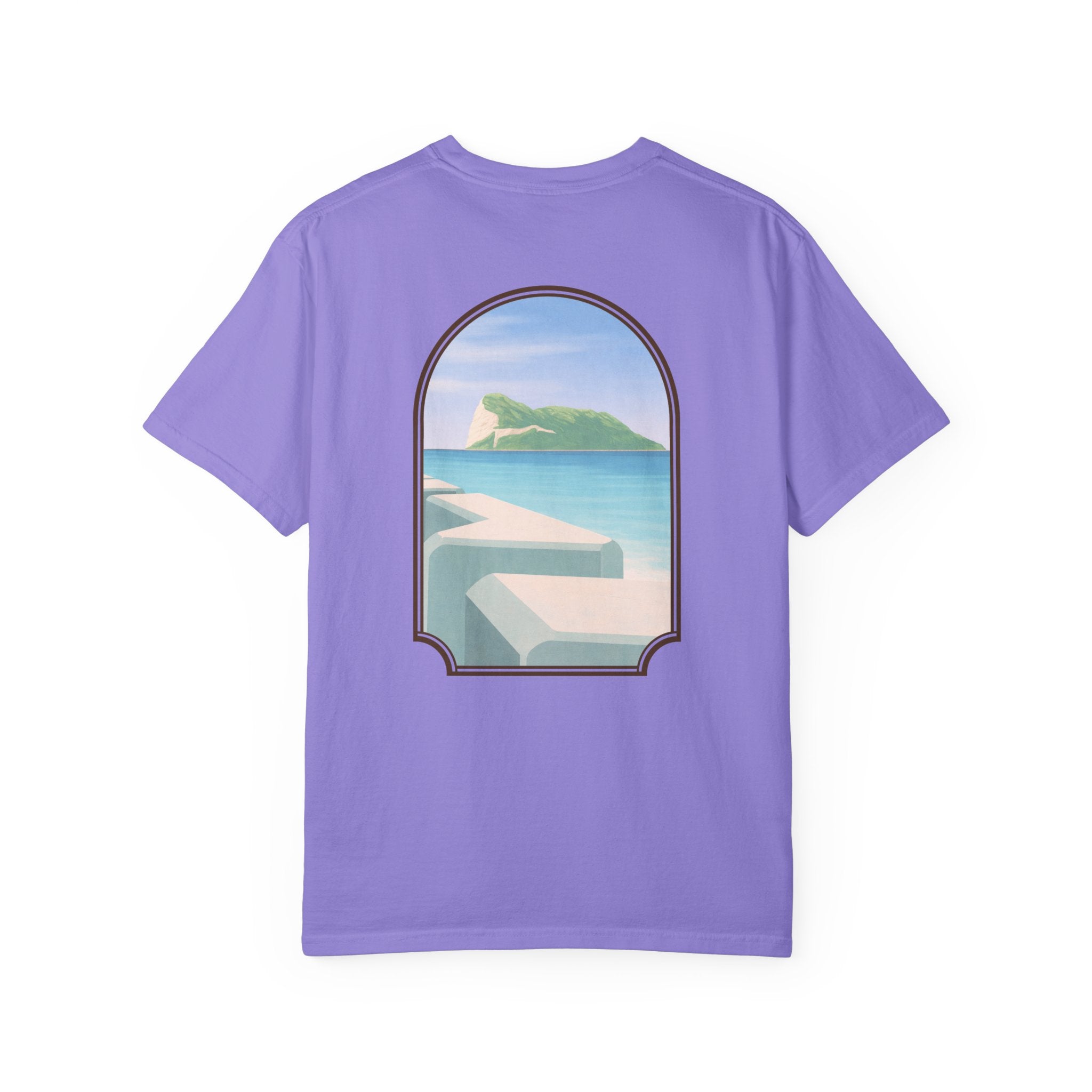 Gibraltar T-Shirt — Del Poniente Coastal Graphic Tee | Mediterranean Landmark