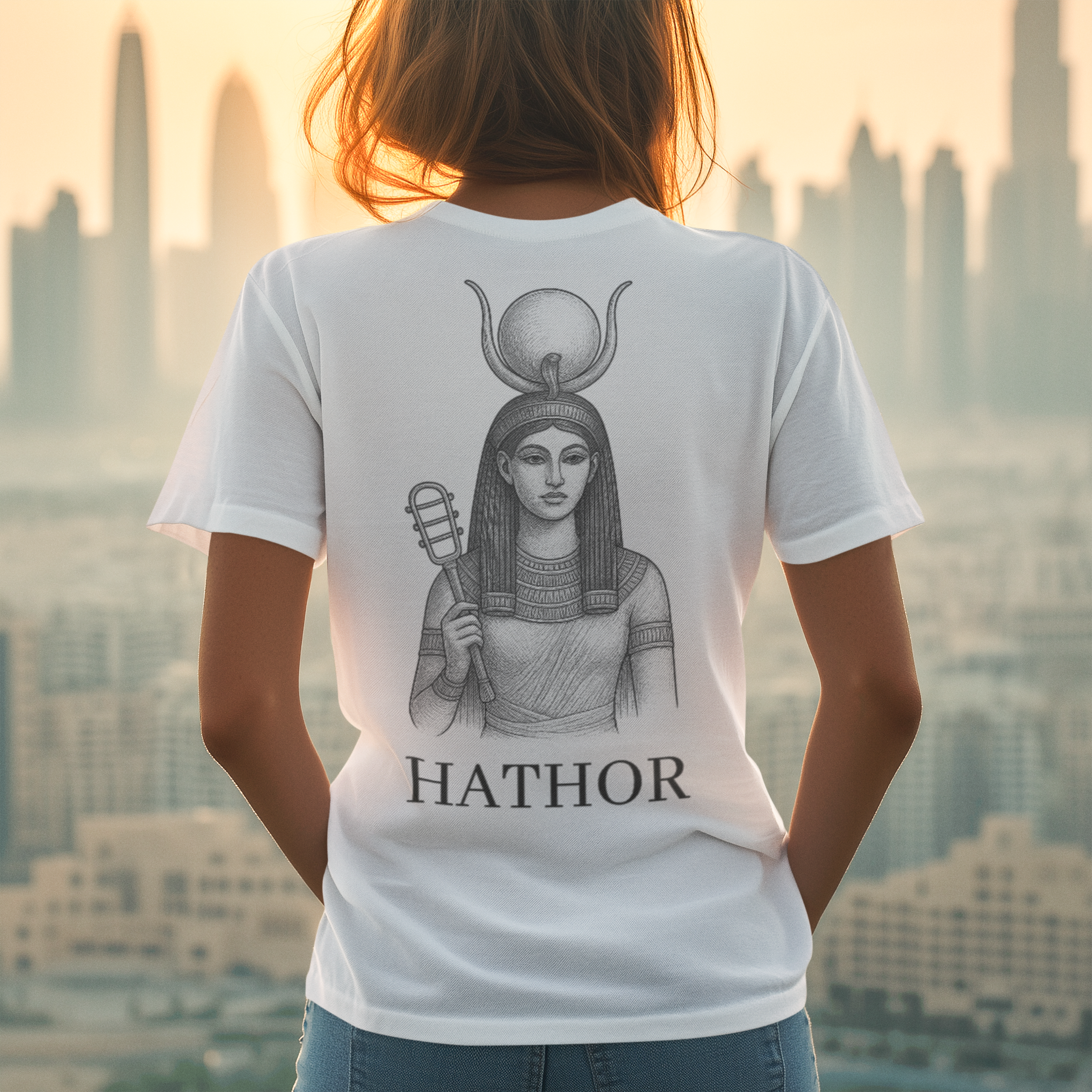 Hathor Ancient Egyptian God T-Shirt - Egyptian Mythology Art Tee