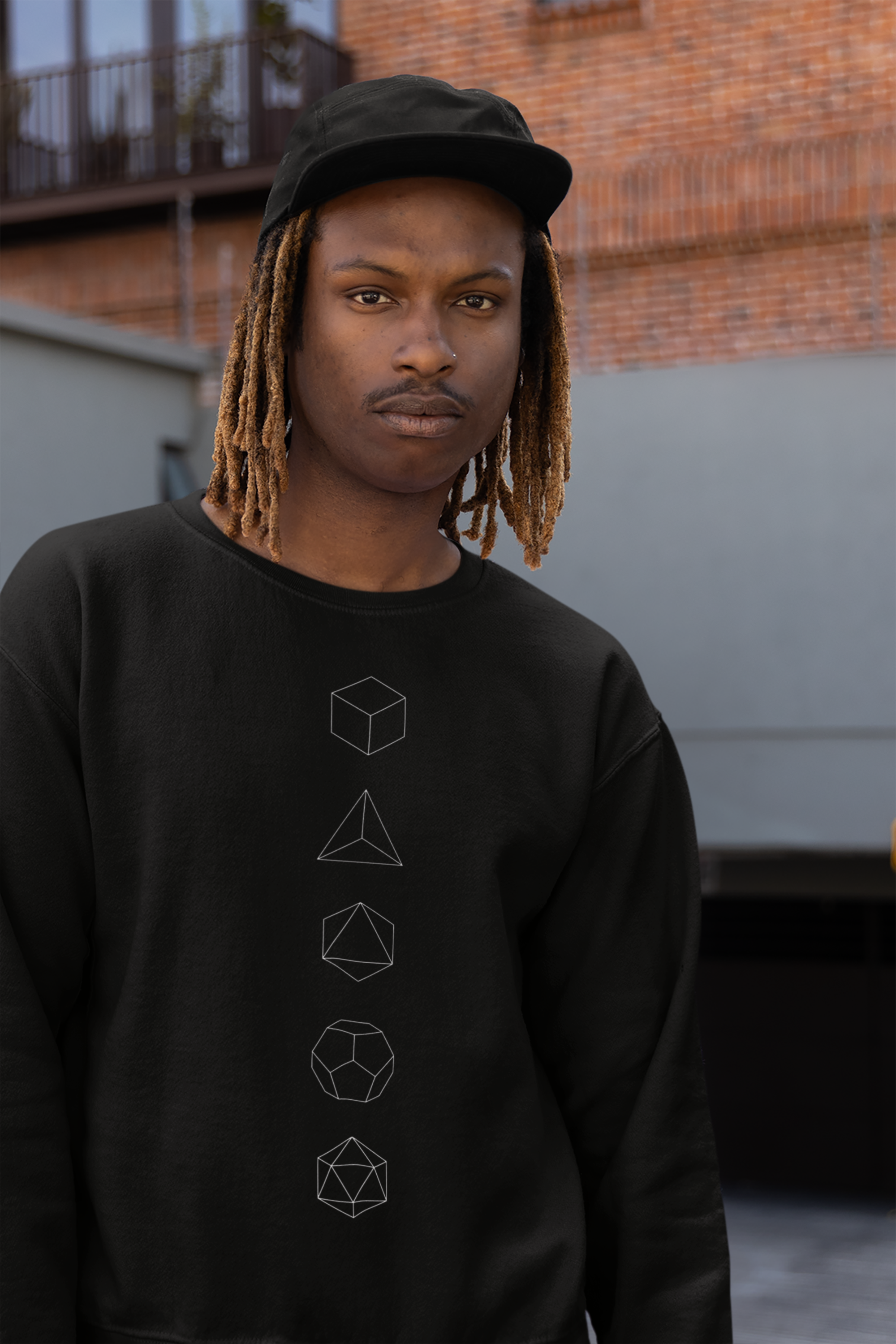 Sacred Geometry Platonic Solids Sweatshirt — Minimalist Line Art Crewneck
