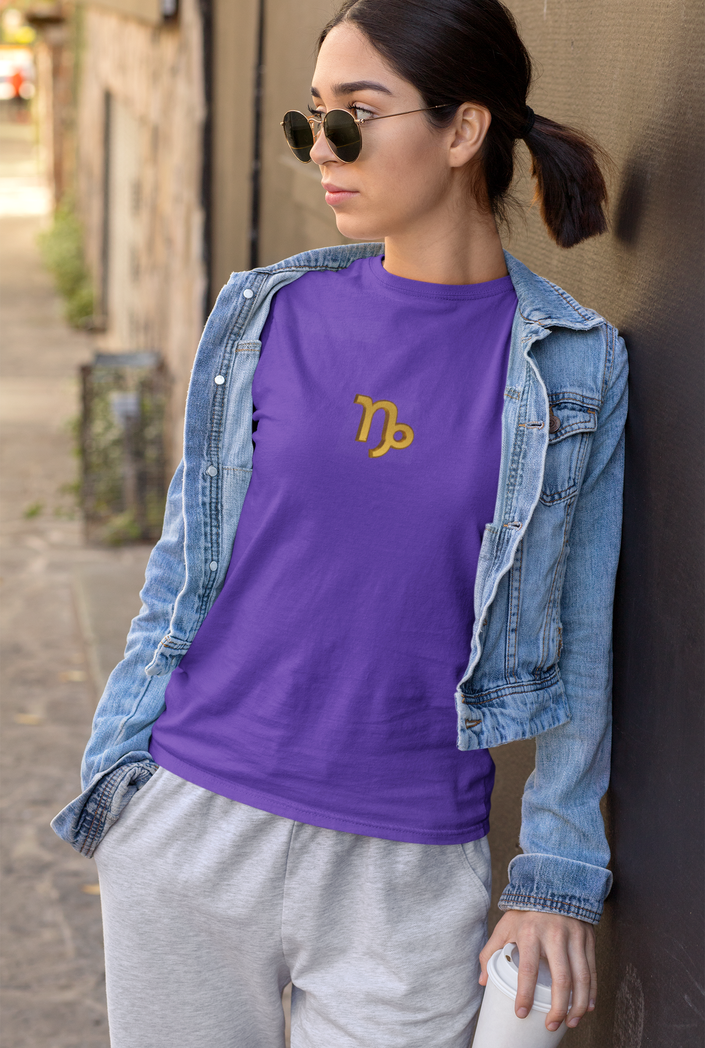Capricorn Zodiac Tee — Minimal Gold Capricorn Symbol Shirt
