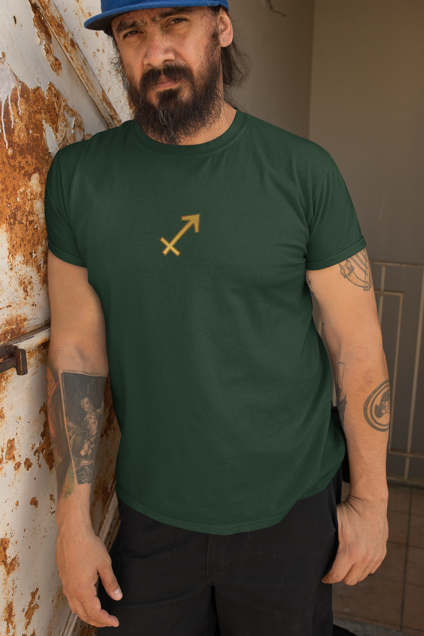 Sagittarius Zodiac Tee — Minimal Gold Symbol Shirt