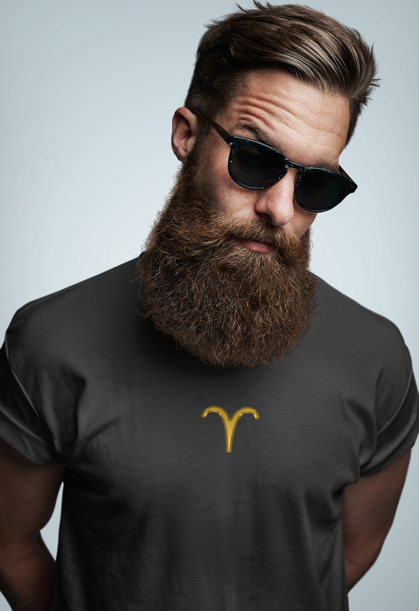 Aries Zodiac Tee — Minimal Gold Symbol Shirt