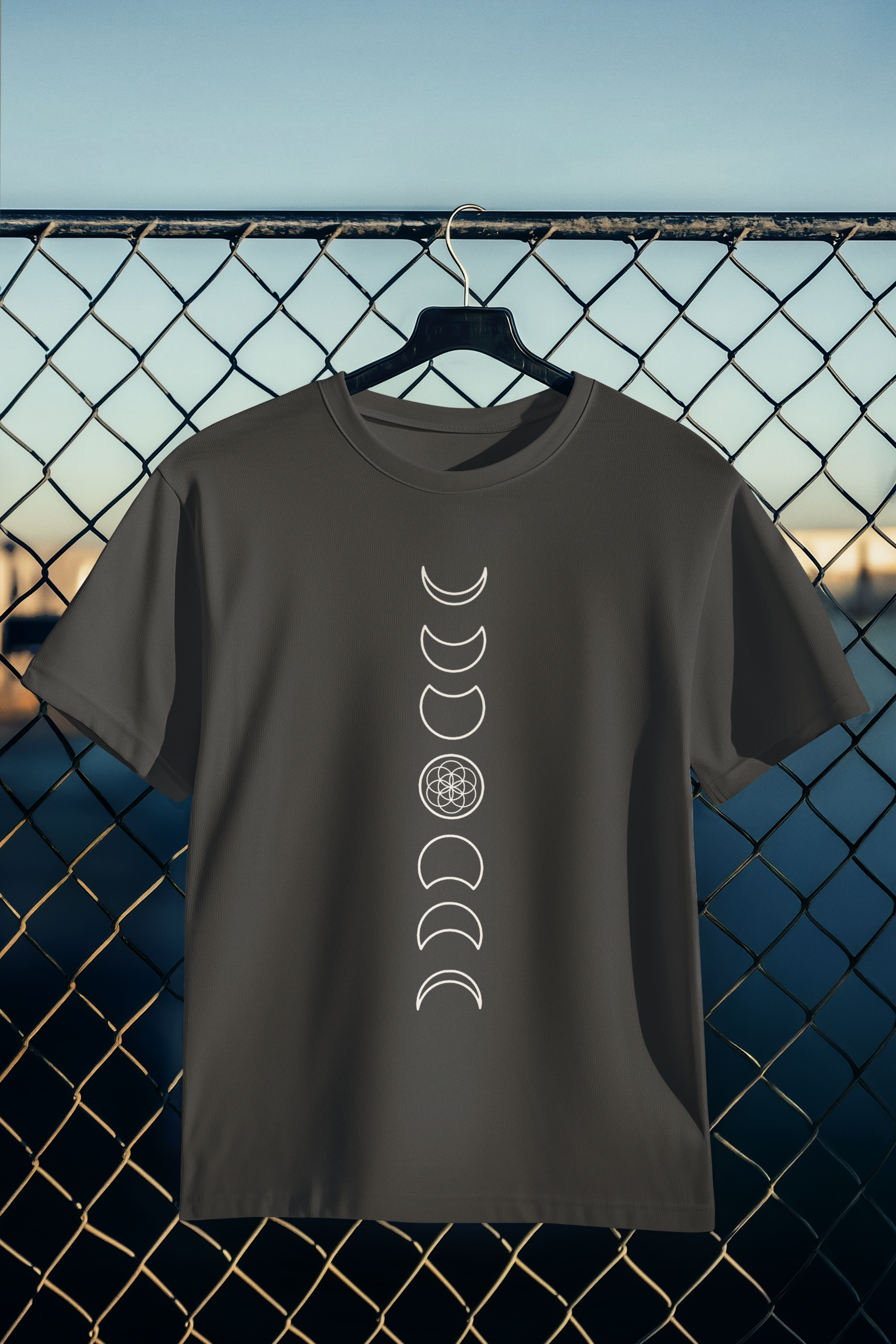 Seed of Life Moon Phases Tee — Mystical Sacred Geometry T-Shirt