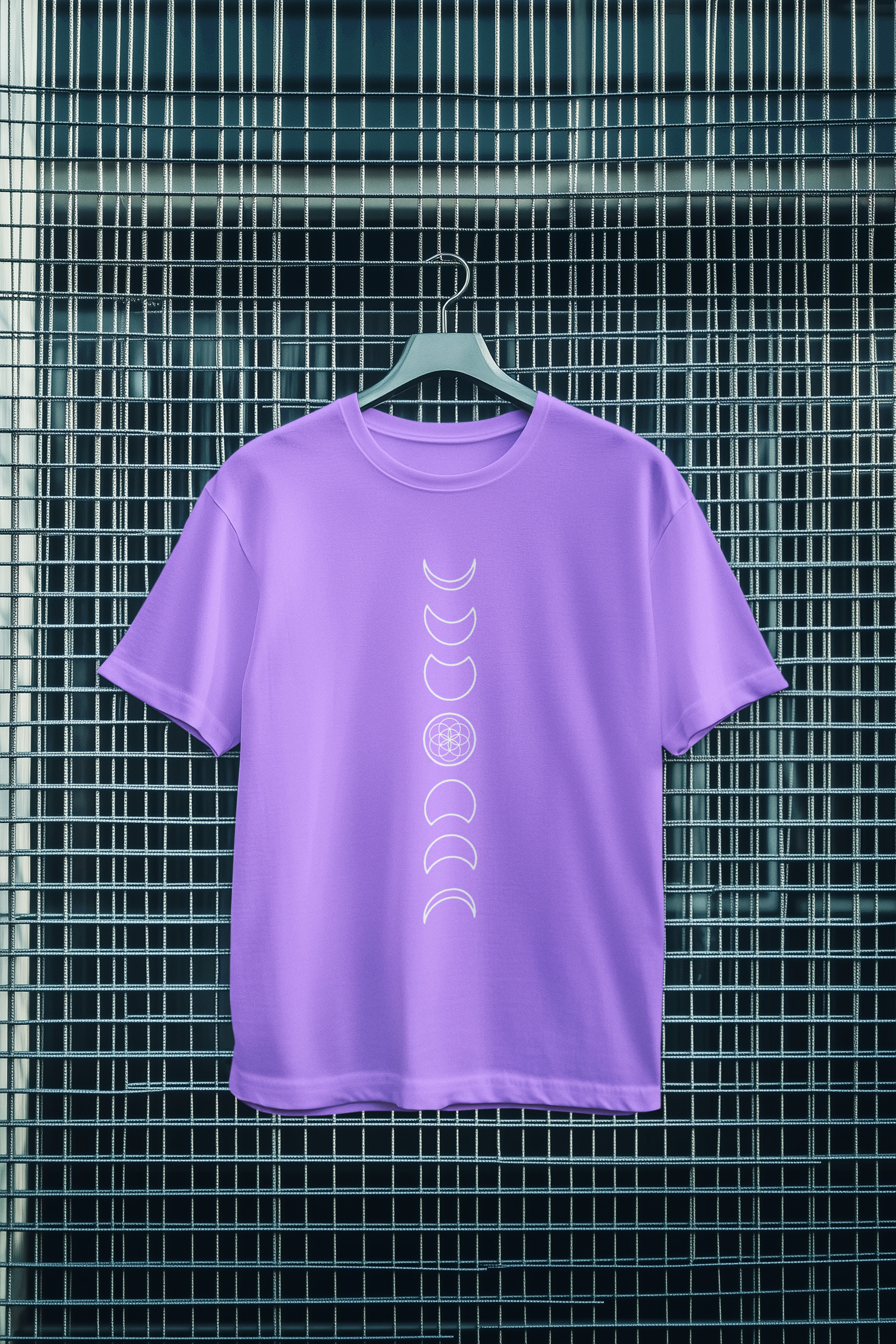 Moon Phases Seed of Life T-Shirt — Lunar Cycle Sacred Geometry Tee