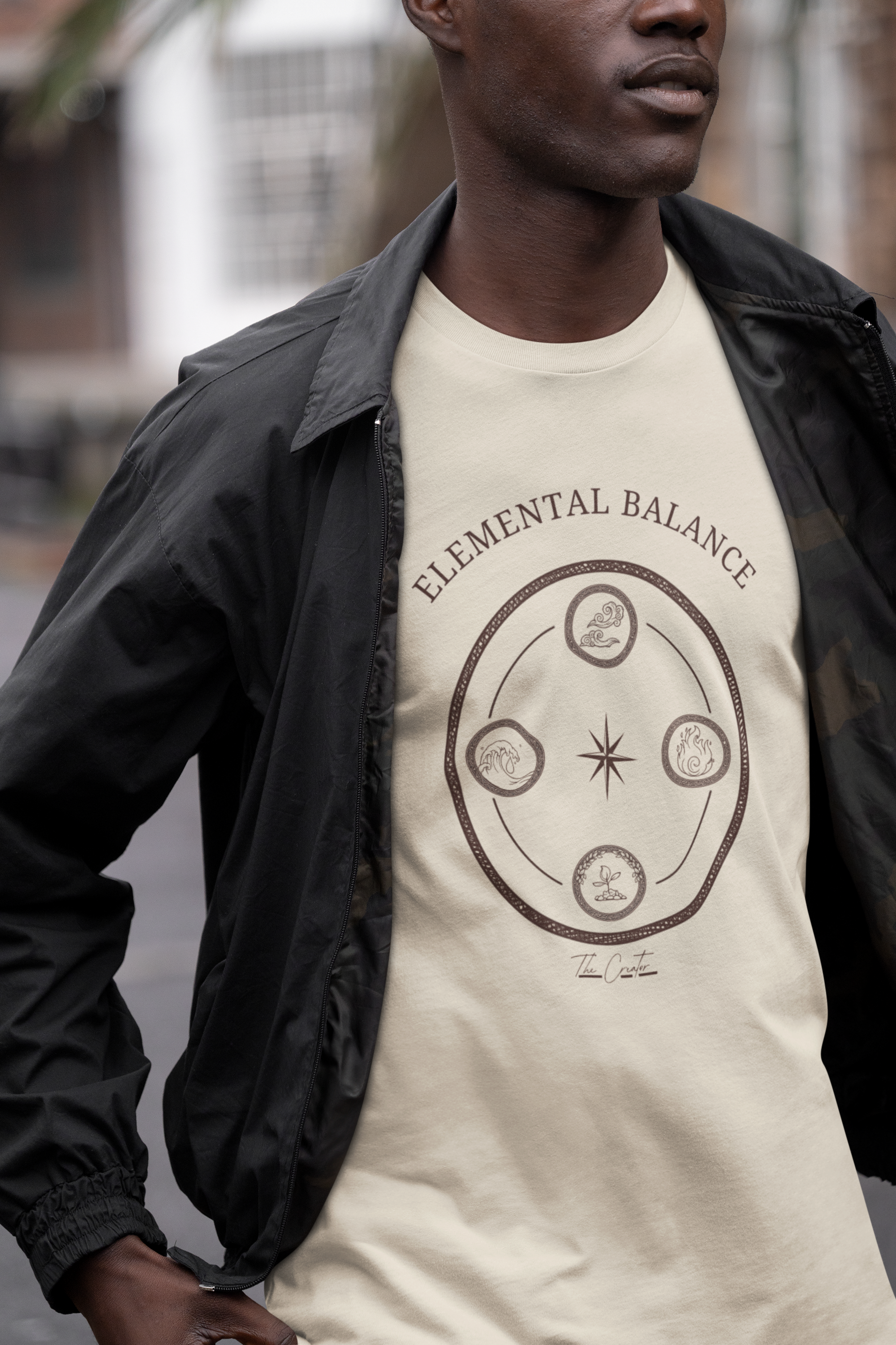 Elemental Balance T-Shirt — Four Elements Minimalist Tee | Earth Water Fire Air