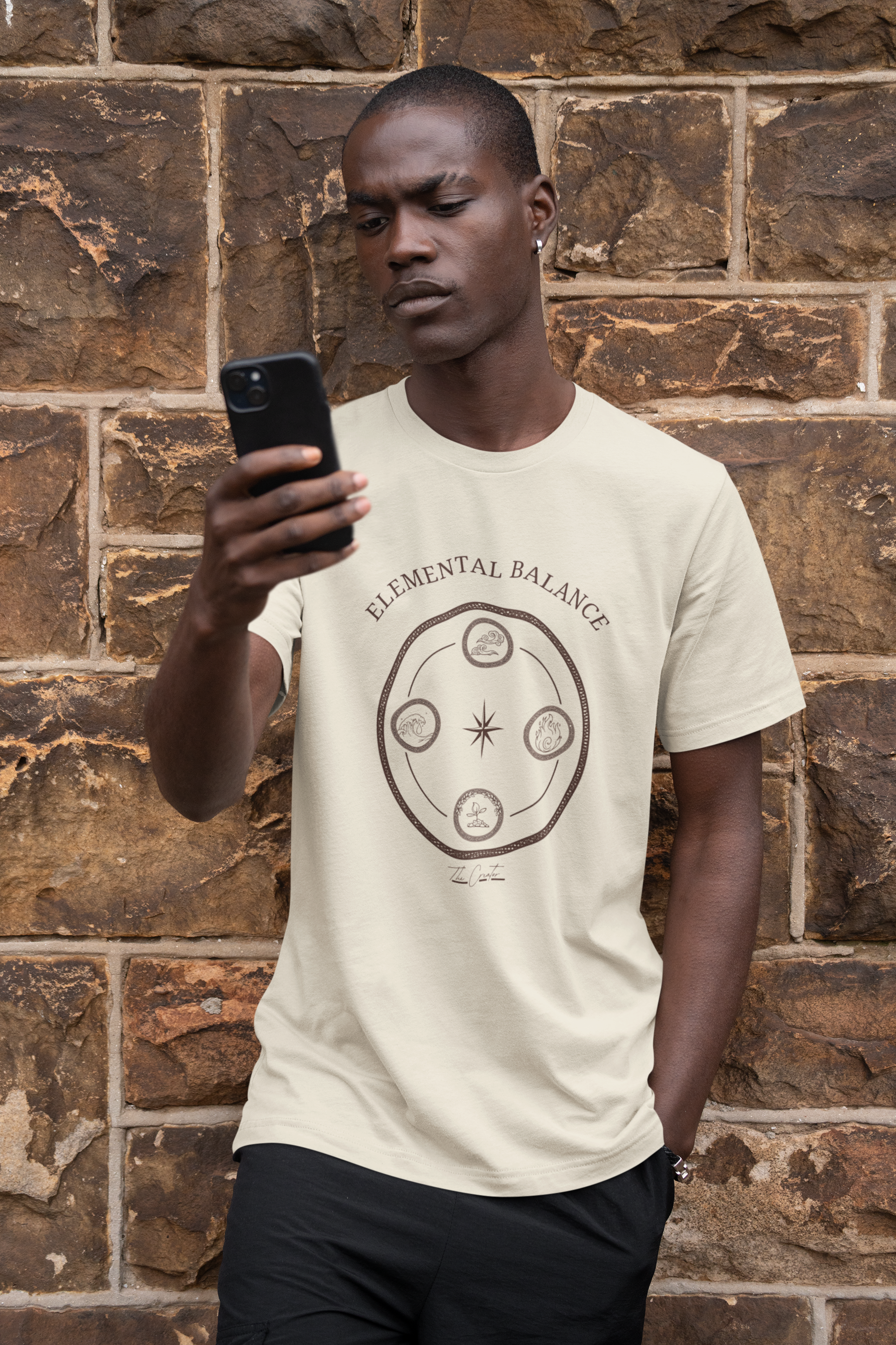 Elemental Balance T-Shirt — Four Elements Minimalist Tee | Earth Water Fire Air