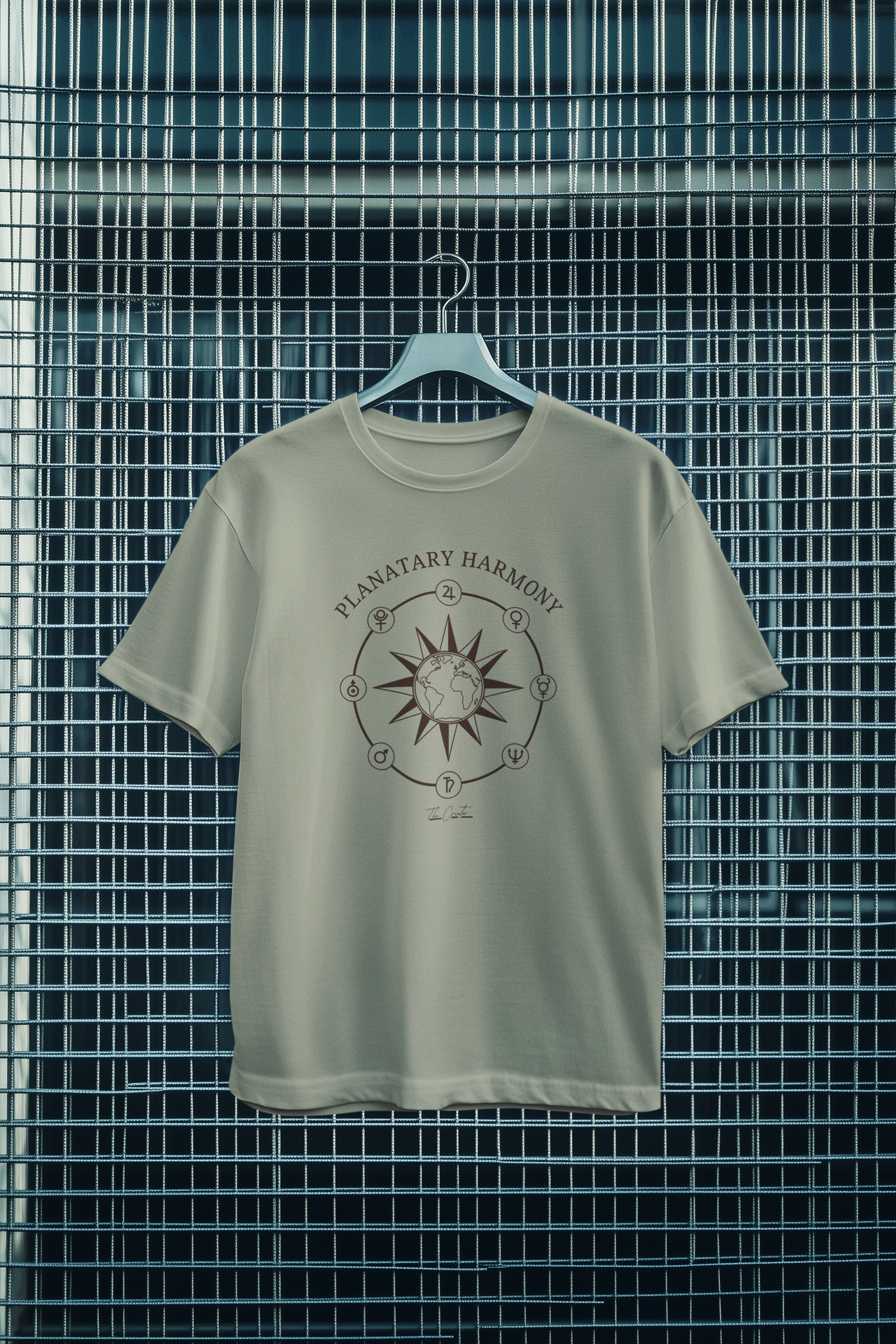 Planetary Harmony T-Shirt — Compass Sun Graphic Tee | Celestial Design