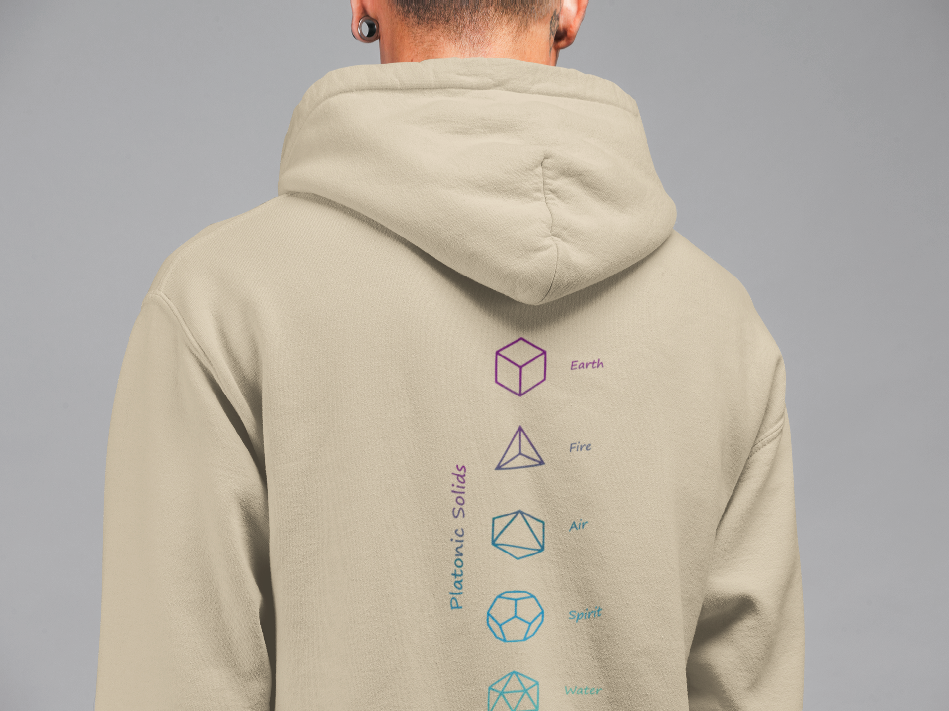 Merkabah Sacred Geometry Hoodie — Minimalist Platonic Solids Elemental Design