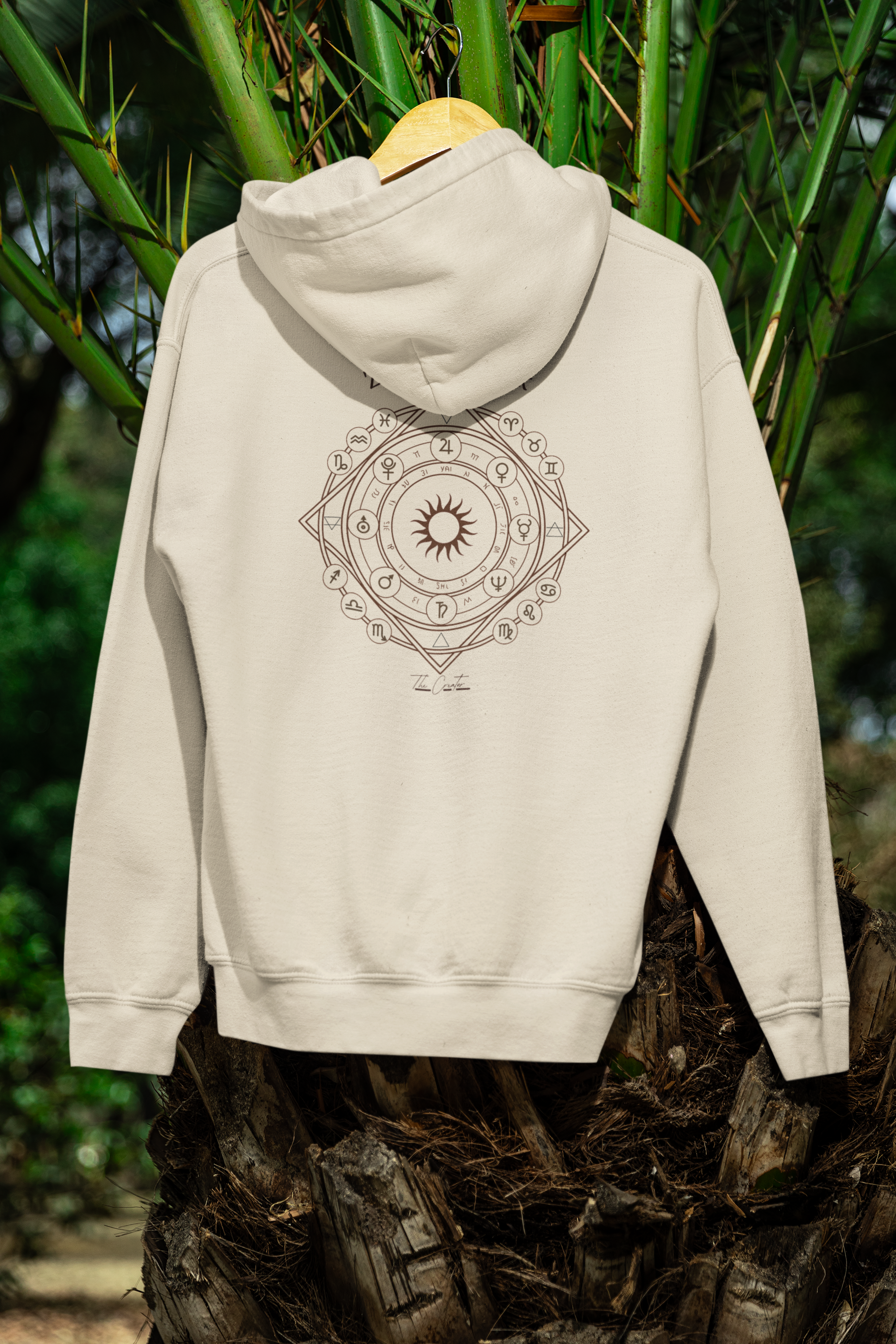 Zodiac Clock Hoodie — Celestial Astrology Back Print | Astrological Compass Pullover