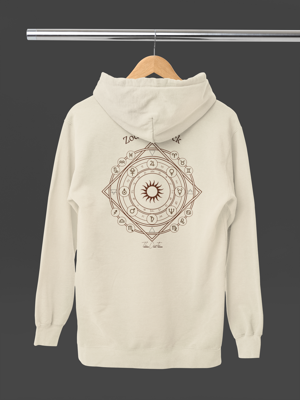 Zodiac Clock Hoodie — Celestial Astrology Back Print | Astrological Compass Pullover