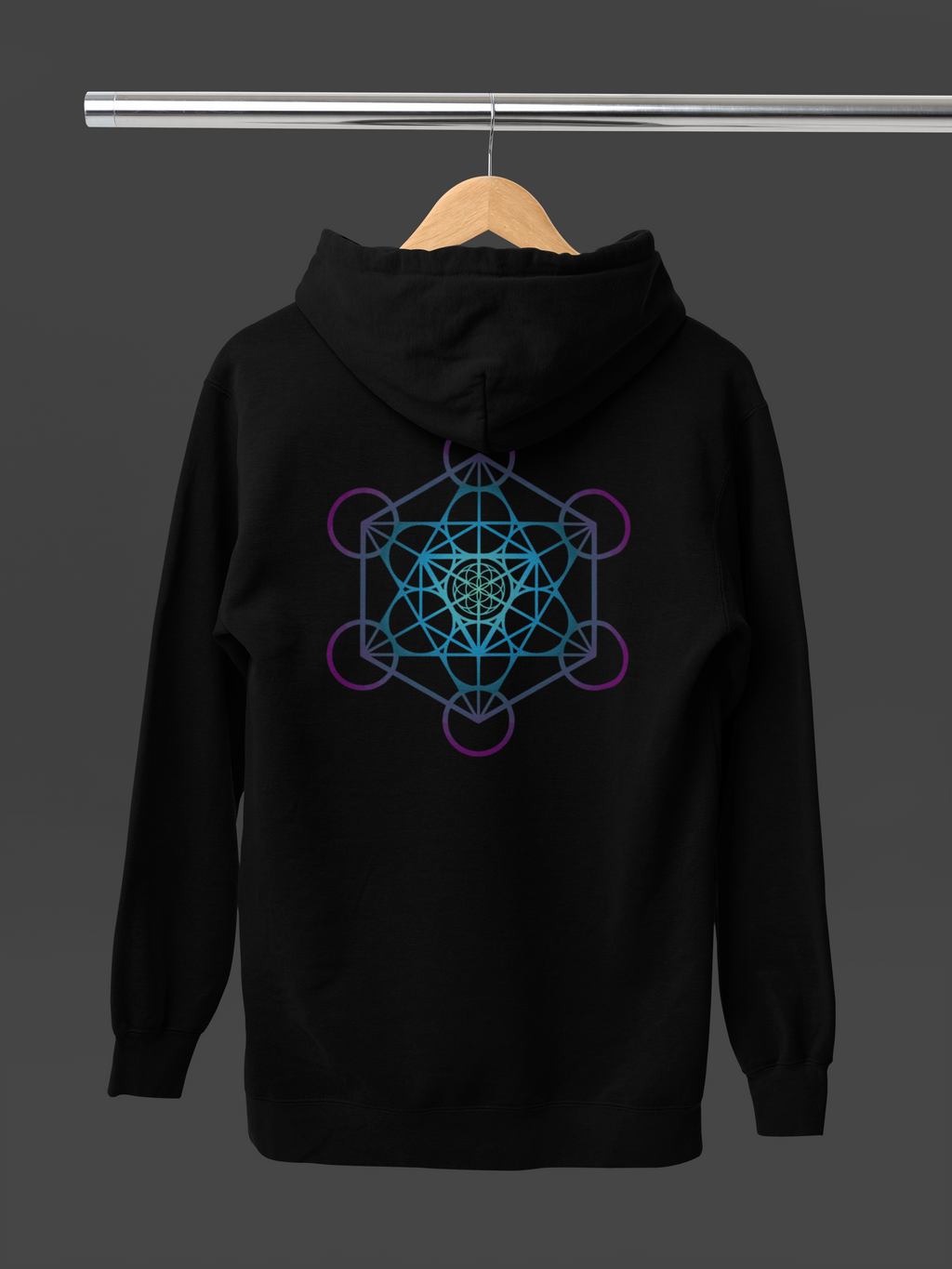 Metatron's Cube Hoodie — Sacred Geometry Spiritual Back Print Pullover