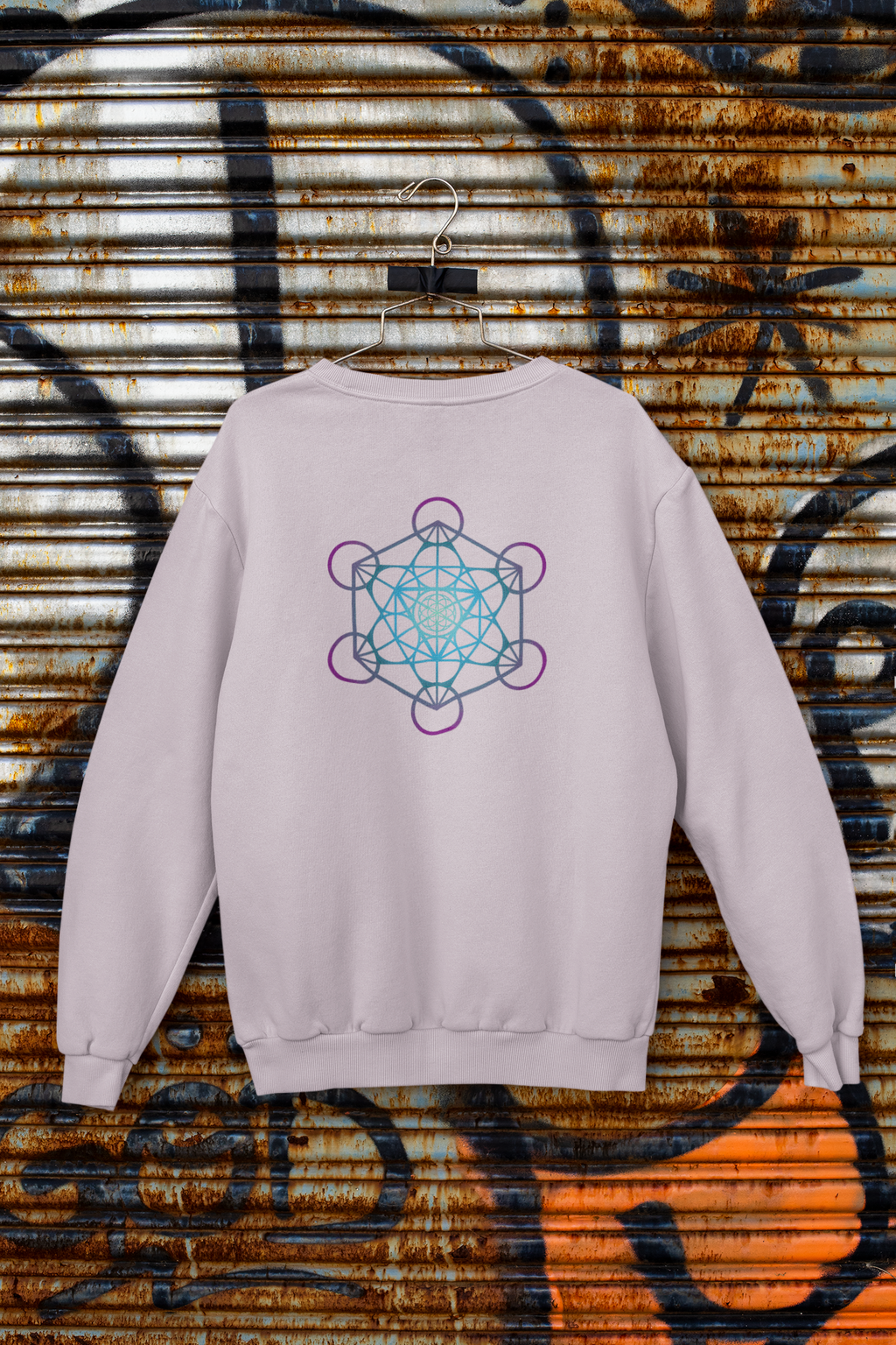 Metatron's Cube Sweatshirt — Sacred Geometry Pastel Spiritual Crewneck