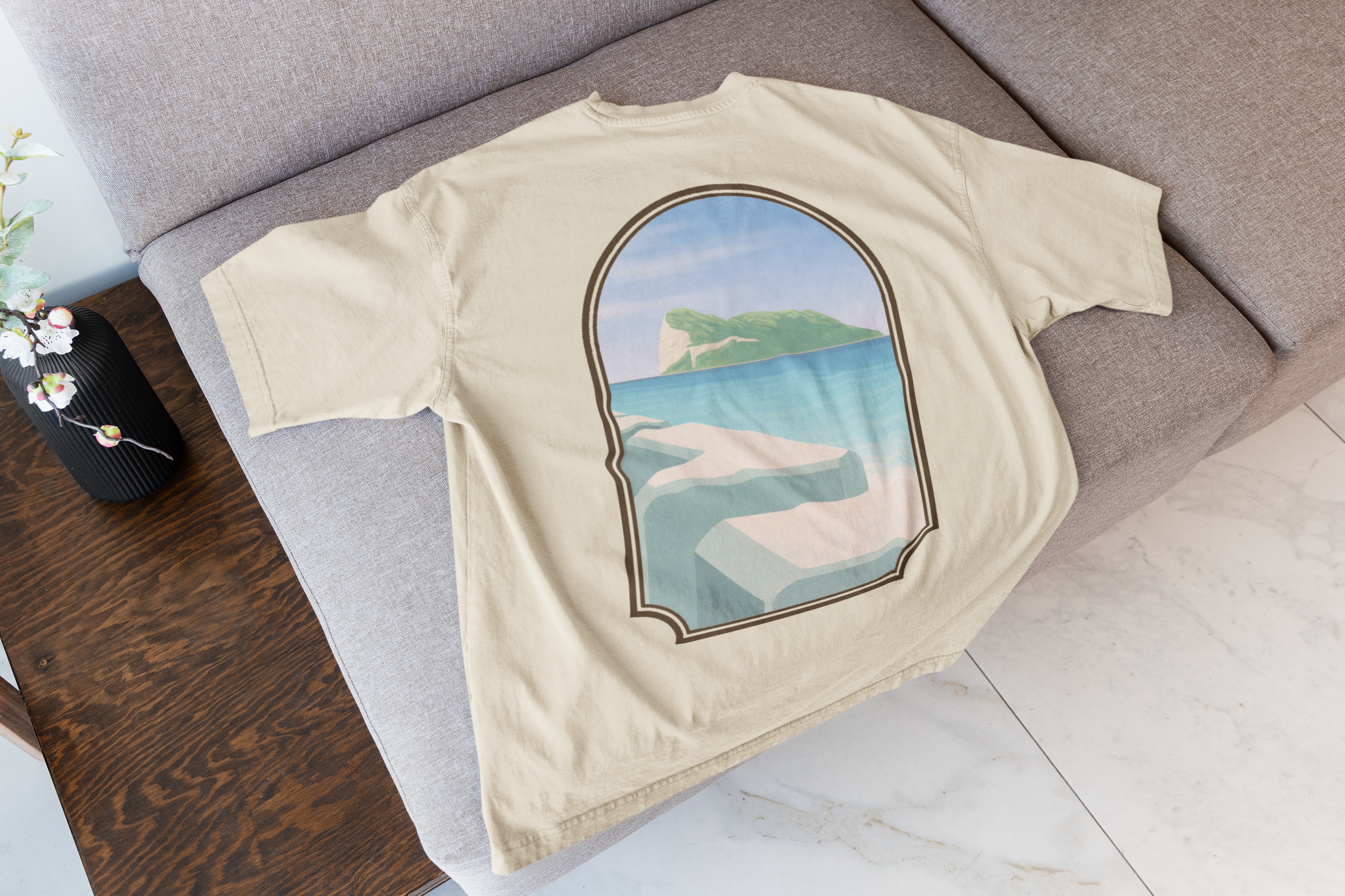 Gibraltar T-Shirt — Del Poniente Coastal Graphic Tee | Mediterranean Landmark